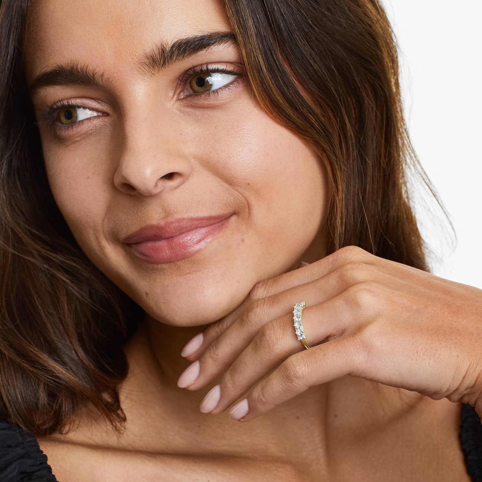 Seven Stone Anniversary Ring With 1 CTW Princess Cut Diamonds In 14K Yellow Gold (2.00mm)