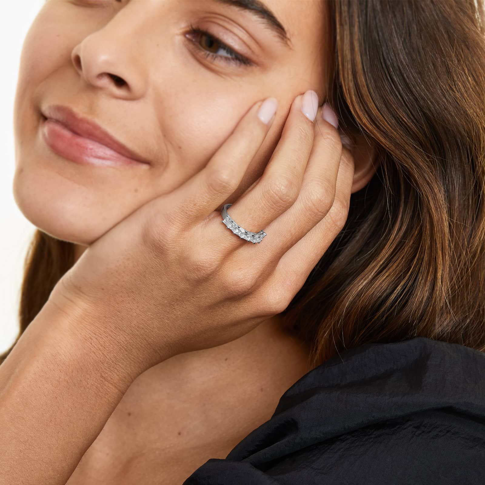 Seven Stone Anniversary Ring With 1.5 CTW Princess Cut Diamonds In Platinum (2.50mm)