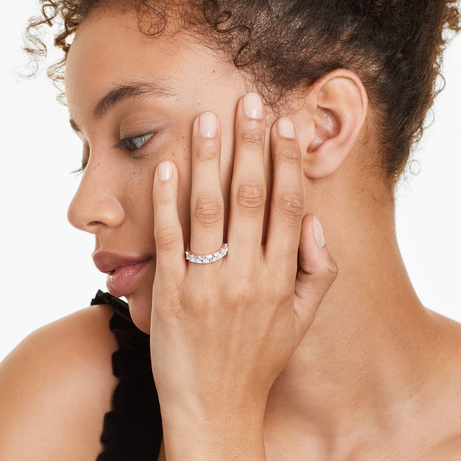 Seven Stone Anniversary Ring With 2 CTW Princess Cut Lab-Grown Diamonds In 14K Rose Gold (2.50mm)