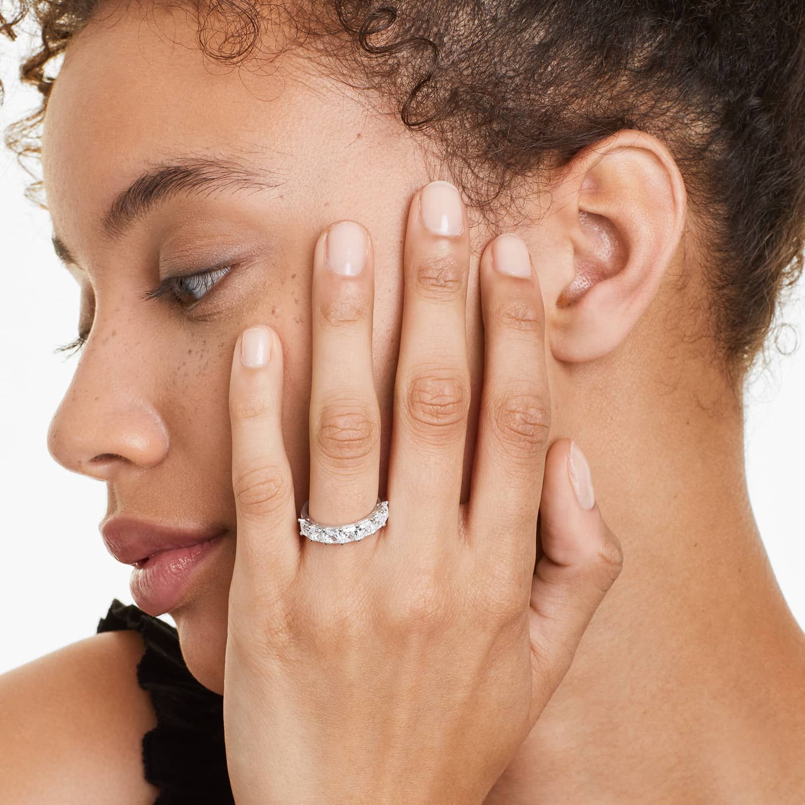 Seven Stone Anniversary Ring With 2 CTW Princess Cut Lab-Grown Diamonds In 14K White Gold (2.50mm)