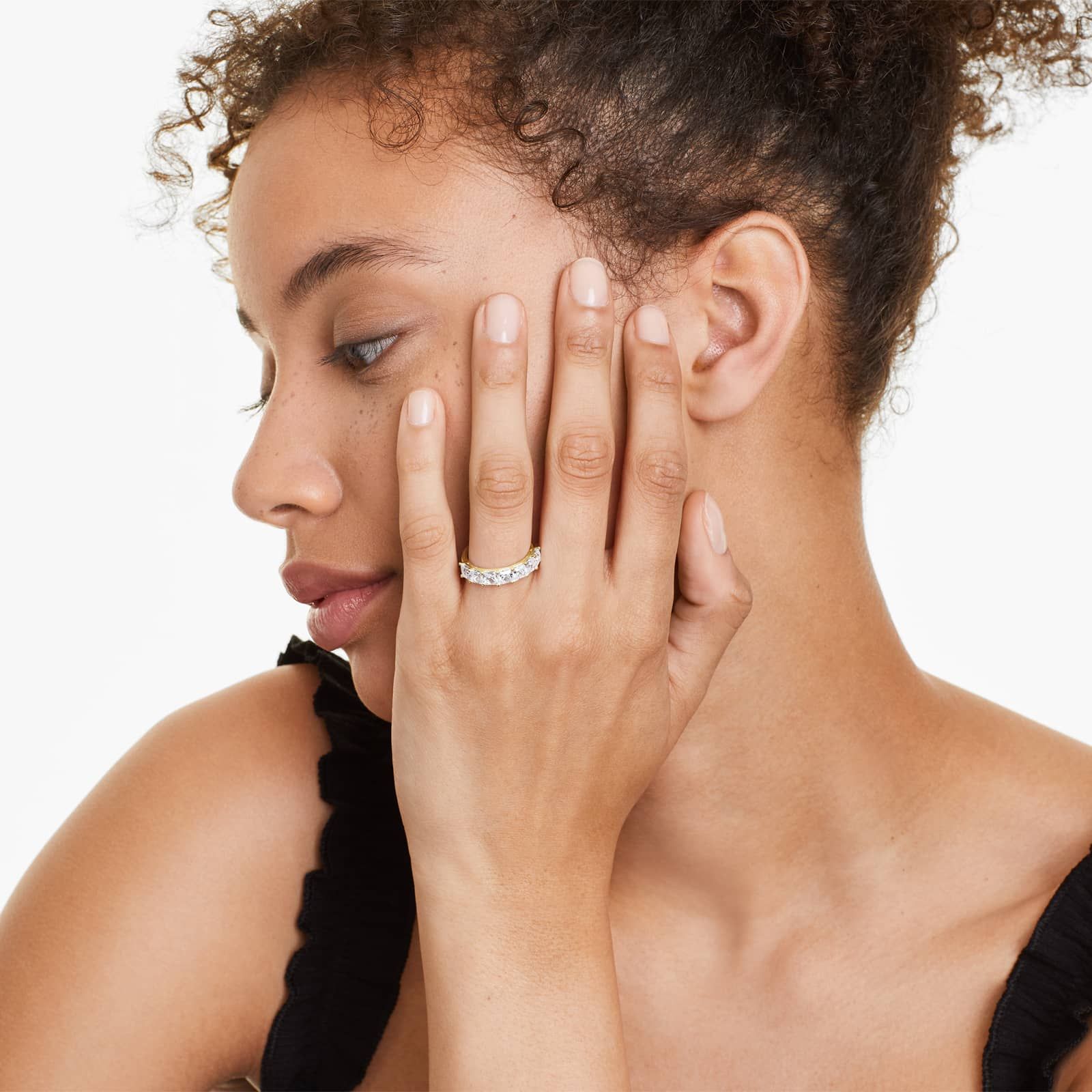 Seven Stone Anniversary Ring With 2 CTW Princess Cut Lab-Grown Diamonds In 14K Yellow Gold (2.50mm)