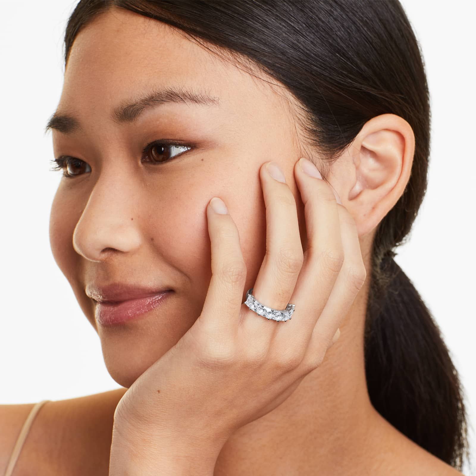 Seven Stone Anniversary Ring With 3.5 CTW Princess Cut Diamonds In Platinum (3.00mm)