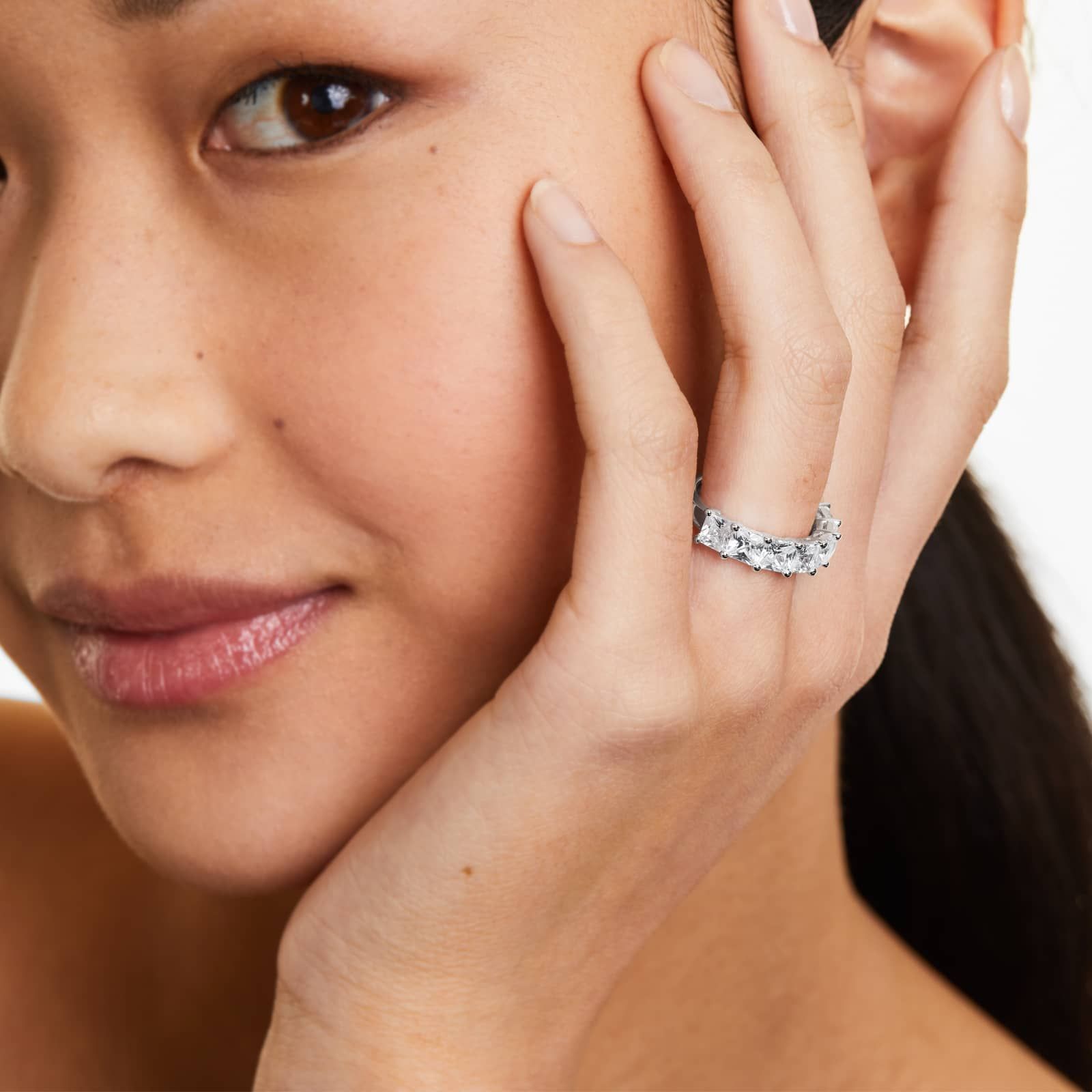 Seven Stone Anniversary Ring With 3.5 CTW Princess Cut Diamonds In Platinum (3.00mm)