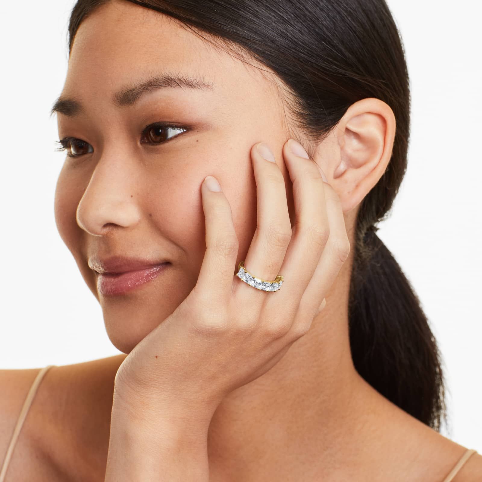 Seven Stone Anniversary Ring With 3.5 CTW Princess Cut Lab-Grown Diamonds In 14K Yellow Gold (3.00mm)