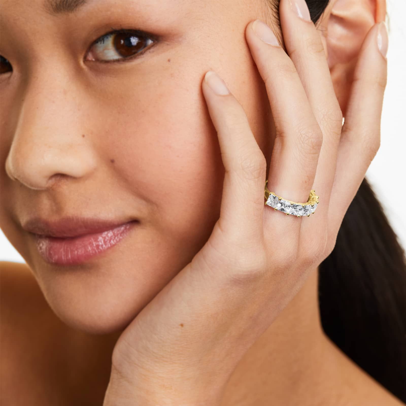 Seven Stone Anniversary Ring With 3.5 CTW Princess Cut Lab-Grown Diamonds In 14K Yellow Gold (3.00mm)