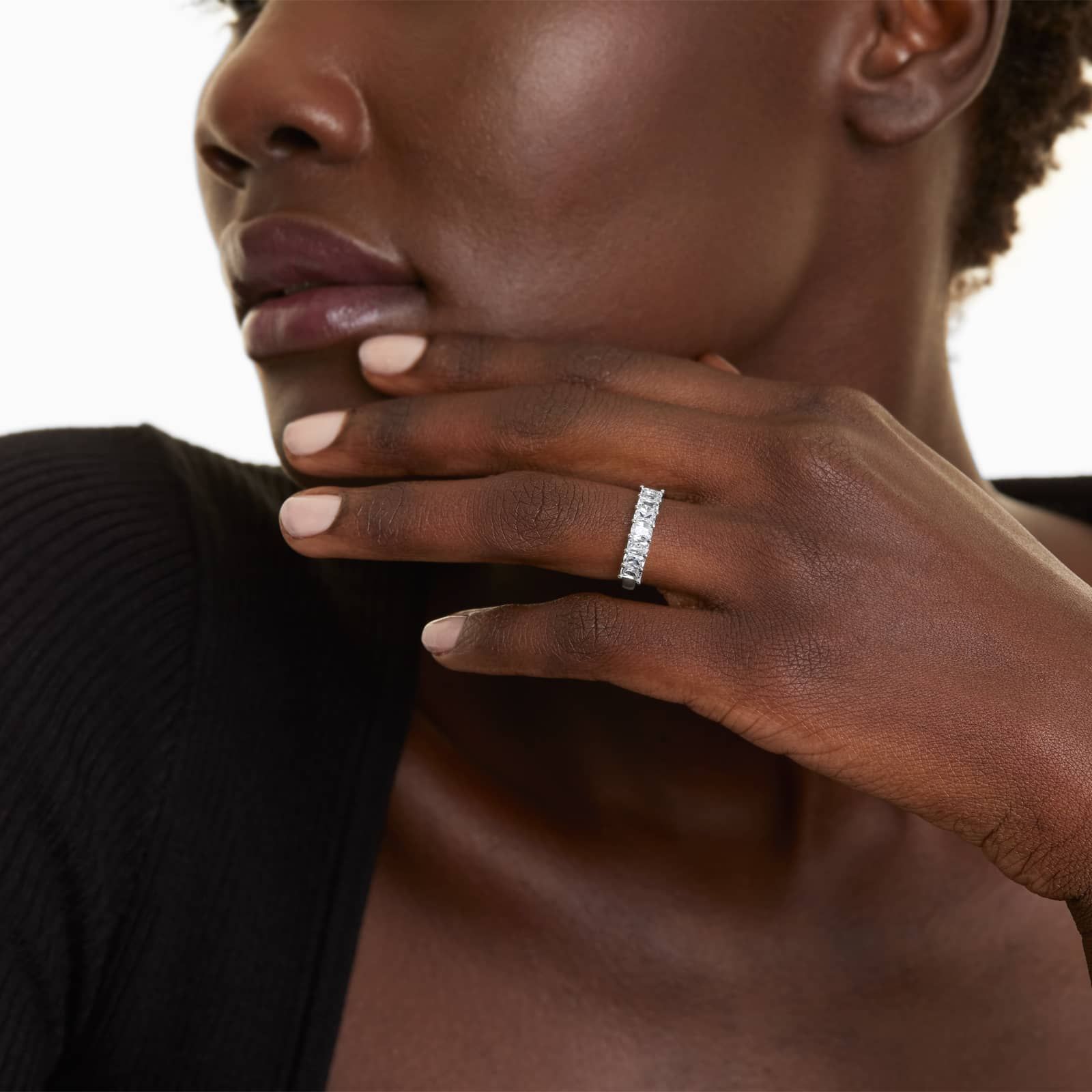 Seven Stone Anniversary Ring With 1 CTW Radiant Cut Diamonds In Platinum (2.00mm)