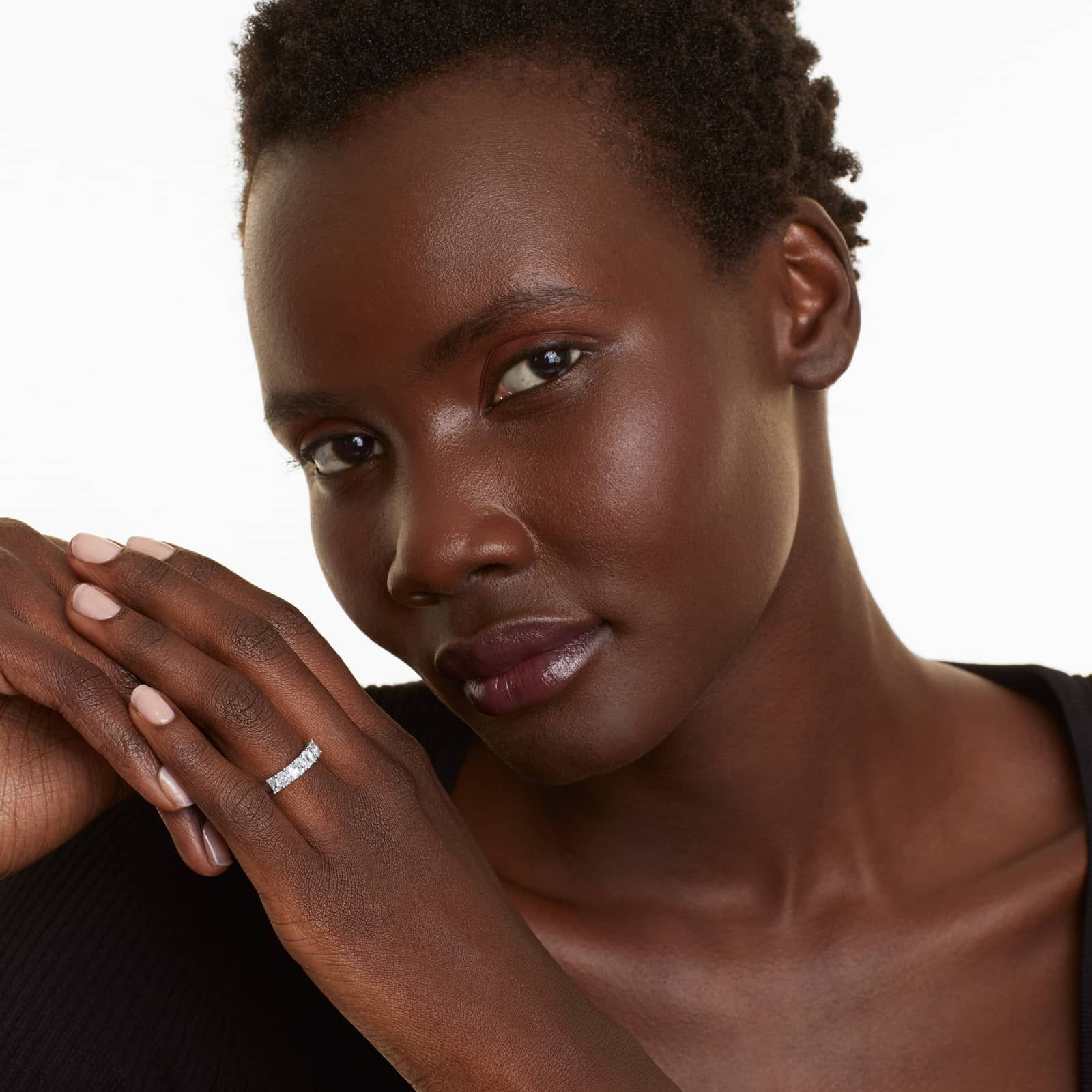 Seven Stone Anniversary Ring With 1 CTW Radiant Cut Diamonds In Platinum (2.00mm)