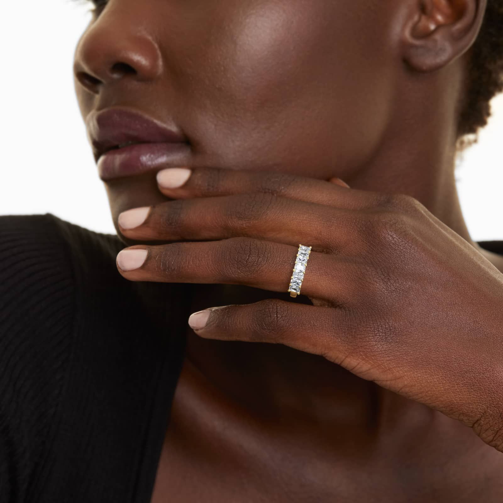 Seven Stone Anniversary Ring With 1 CTW Radiant Cut Diamonds In 14K Yellow Gold (2.00mm)