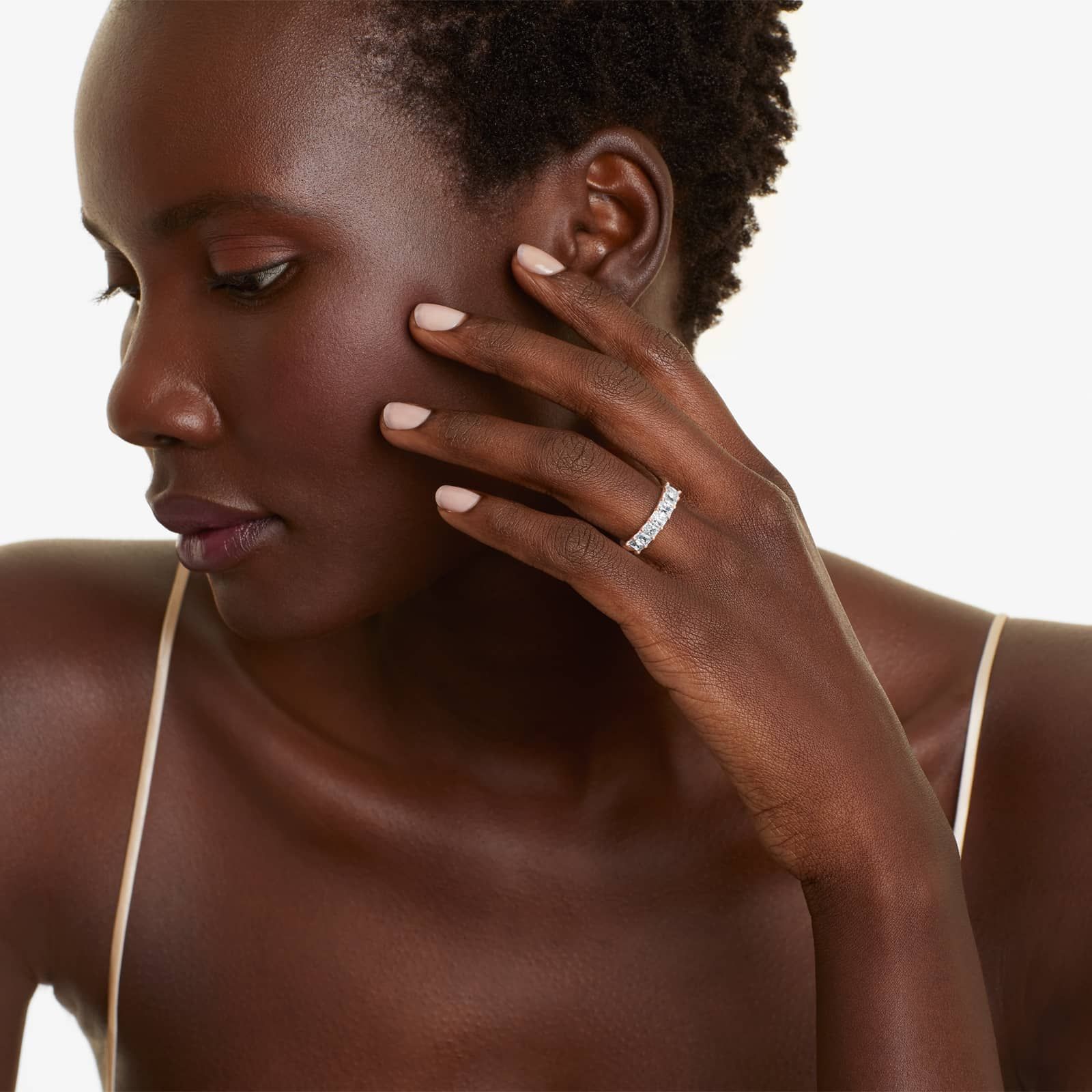 Seven Stone Anniversary Ring With 1.5 CTW Radiant Cut Diamonds In 14K Rose Gold (2.50mm)