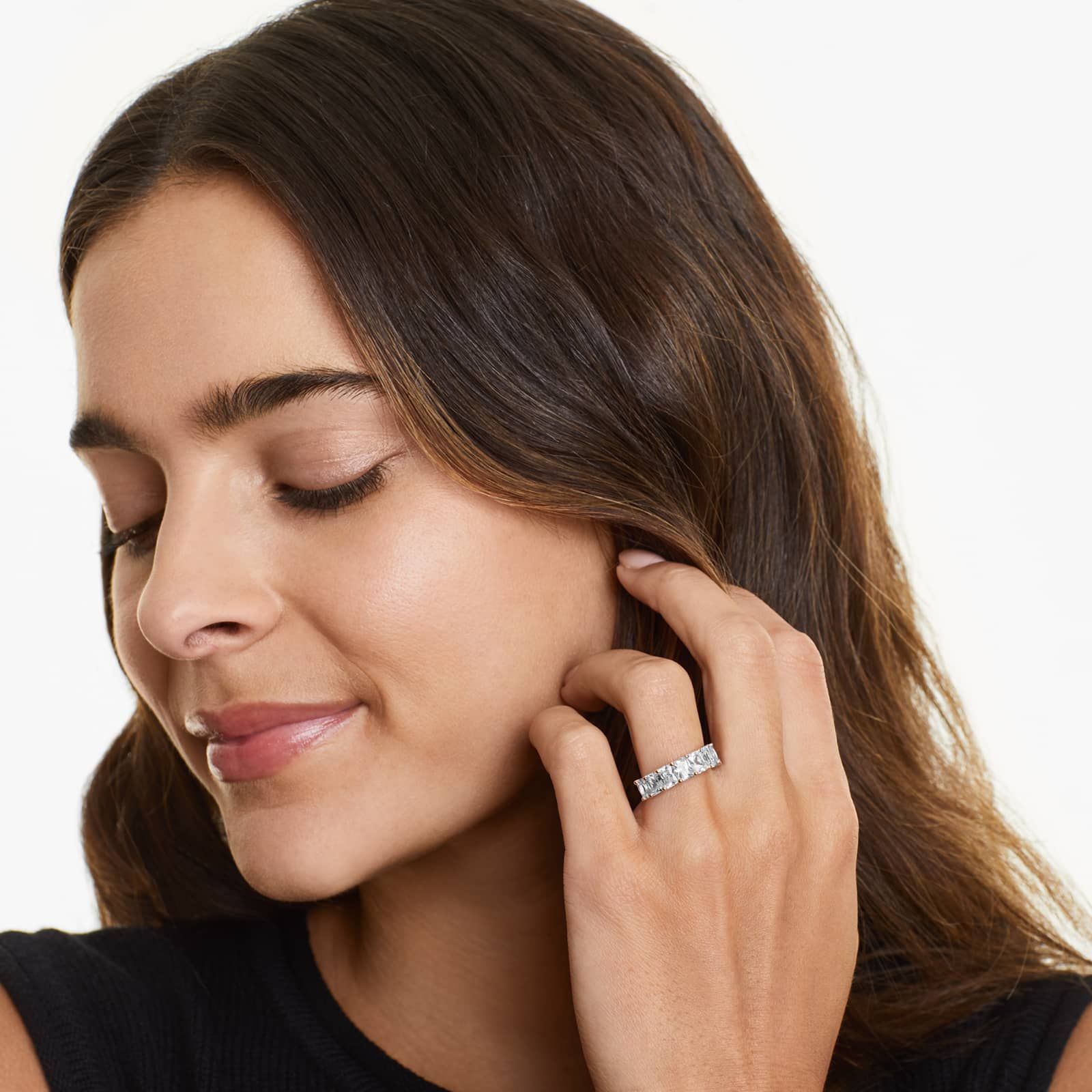 Seven Stone Anniversary Ring With 3.5 CTW Radiant Cut Diamonds In 14K Rose Gold (3.00mm)