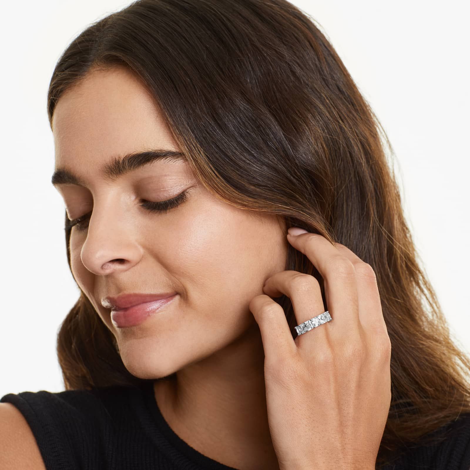 Seven Stone Anniversary Ring With 3.5 CTW Radiant Cut Diamonds In Platinum (3.00mm)