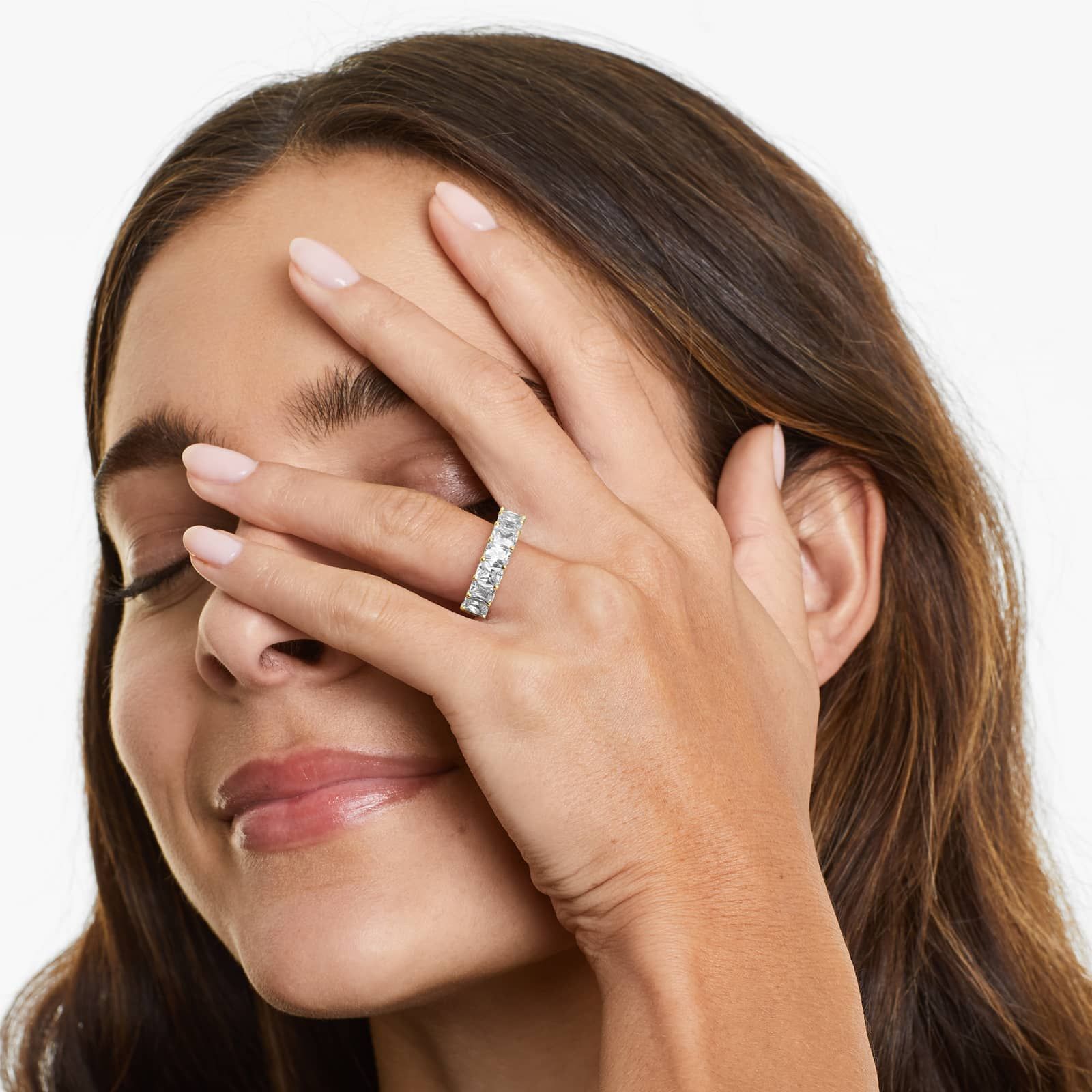 Seven Stone Anniversary Ring With 3.5 CTW Radiant Cut Diamonds In 14K Yellow Gold (3.00mm)