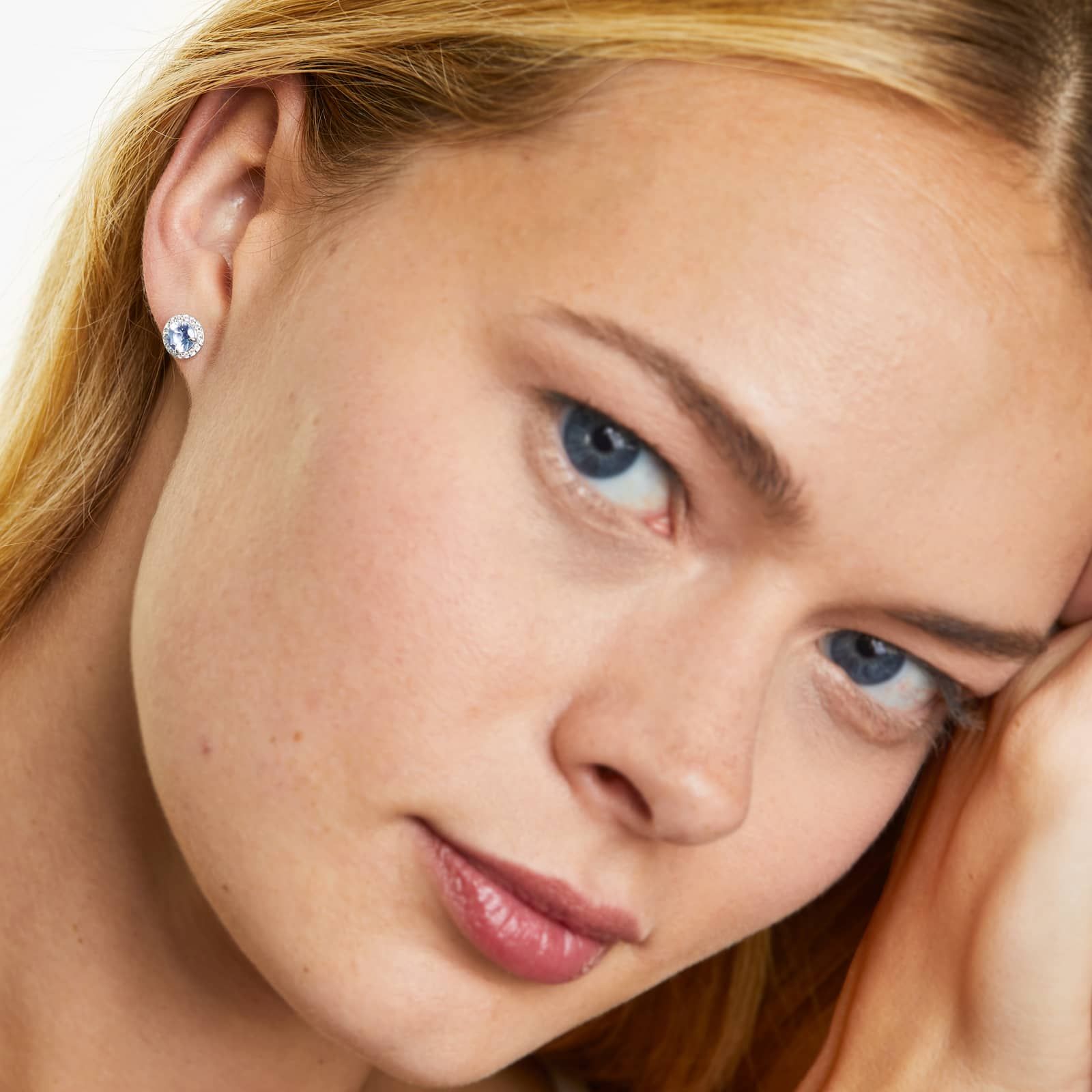 14K White Gold Aquamarine and Diamond Pavé Halo Earrings