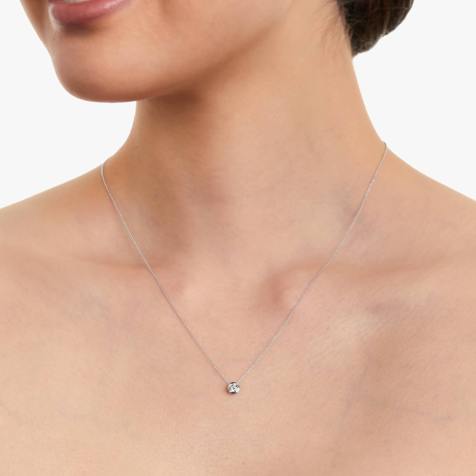 14K White Gold Bezel Lab-Grown Diamond Pendant (0.25 CTW - F-G / VS2-SI1)