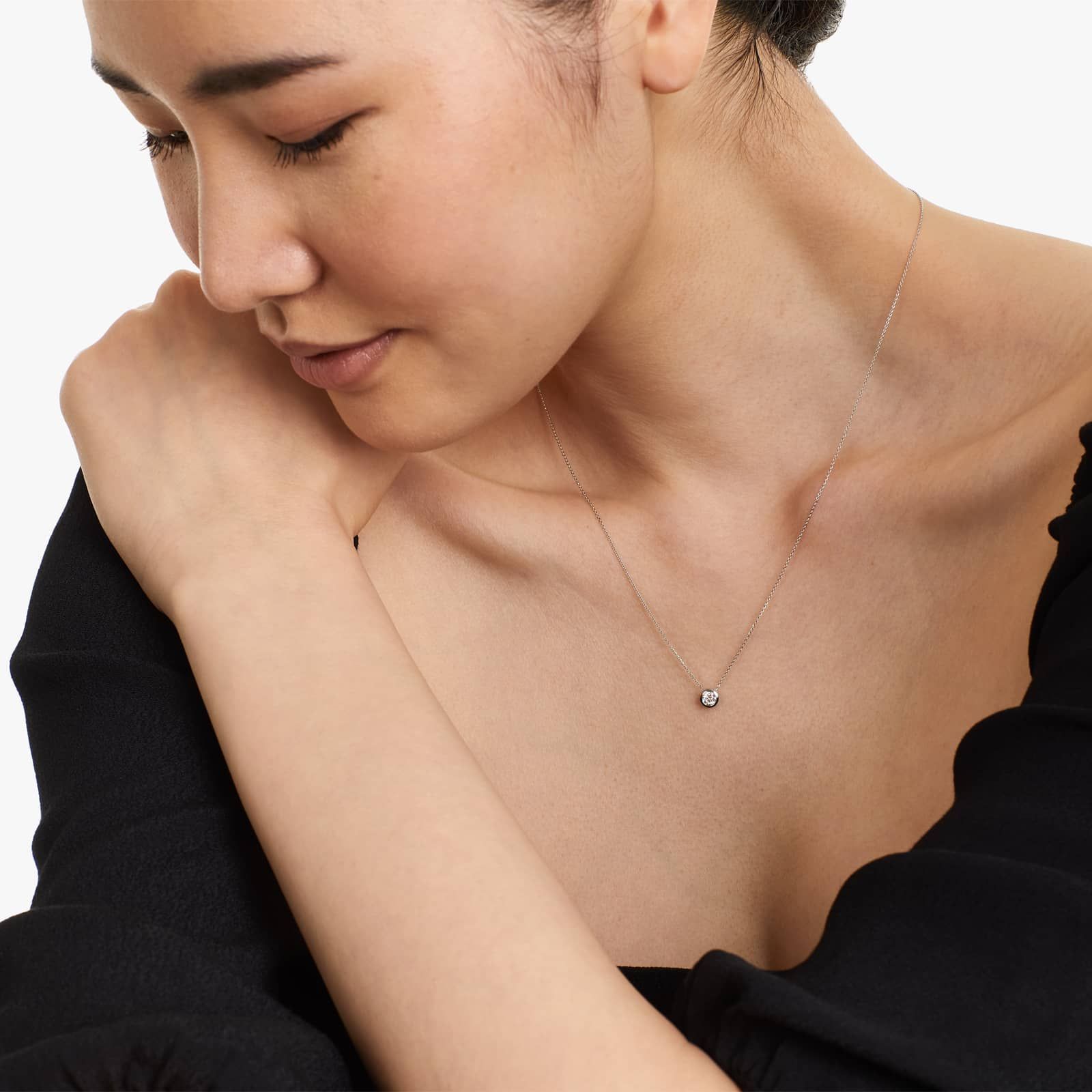 14K White Gold Bezel Lab-Grown Diamond Pendant (0.25 CTW - F-G / VS2-SI1)