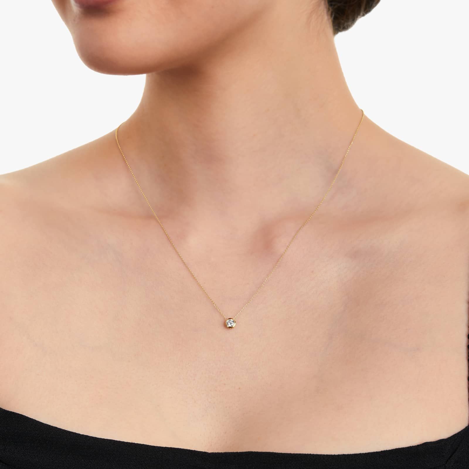 14K Yellow Gold Bezel Lab-Grown Diamond Pendant (0.25 CTW - F-G / VS2-SI1)