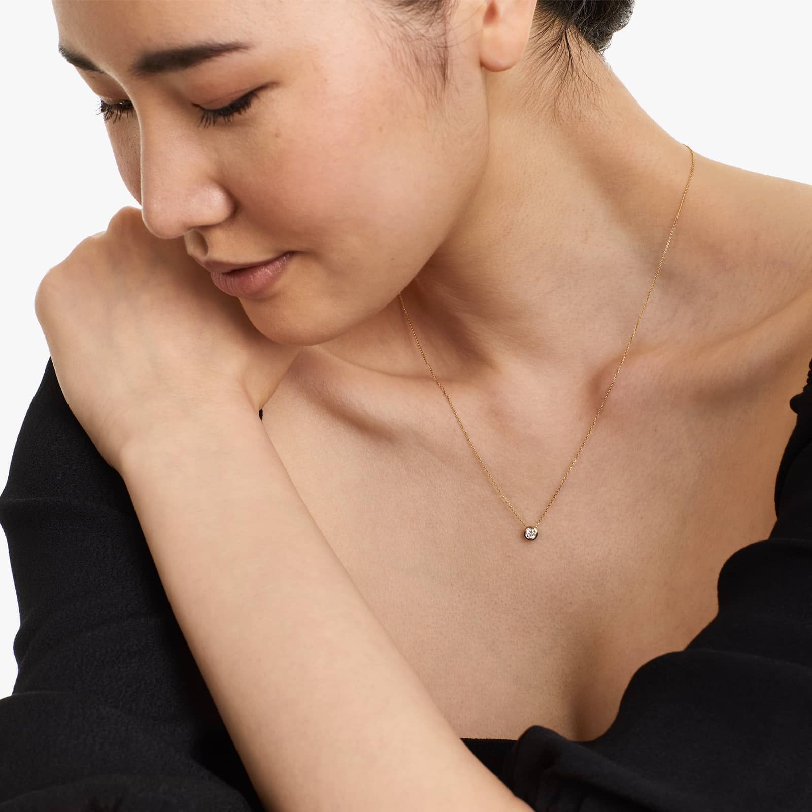 14K Yellow Gold Bezel Lab-Grown Diamond Pendant (0.25 CTW - F-G / VS2-SI1)