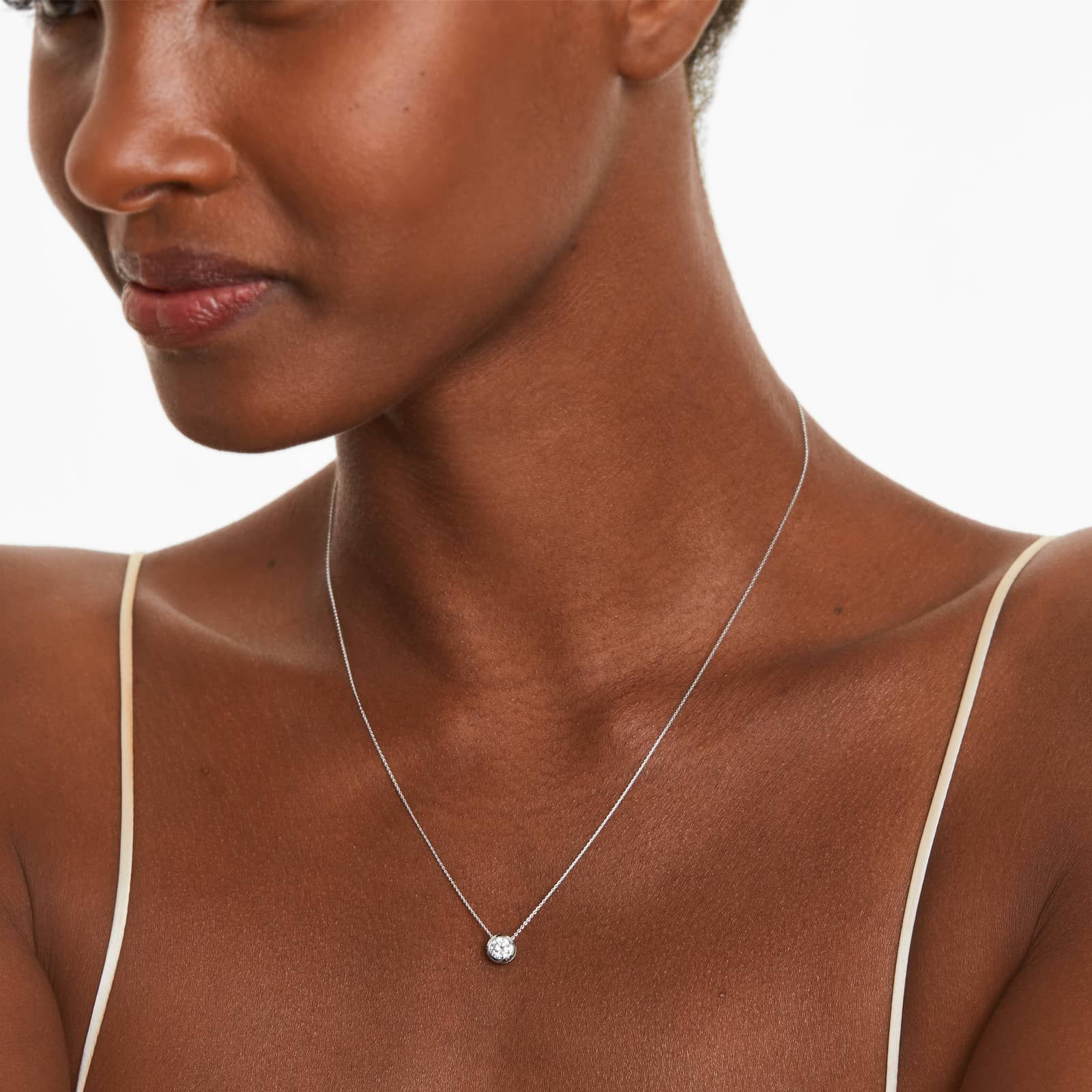 14K White Gold Bezel Lab-Grown Diamond Pendant (0.50 CTW - F-G / VS2-SI1)