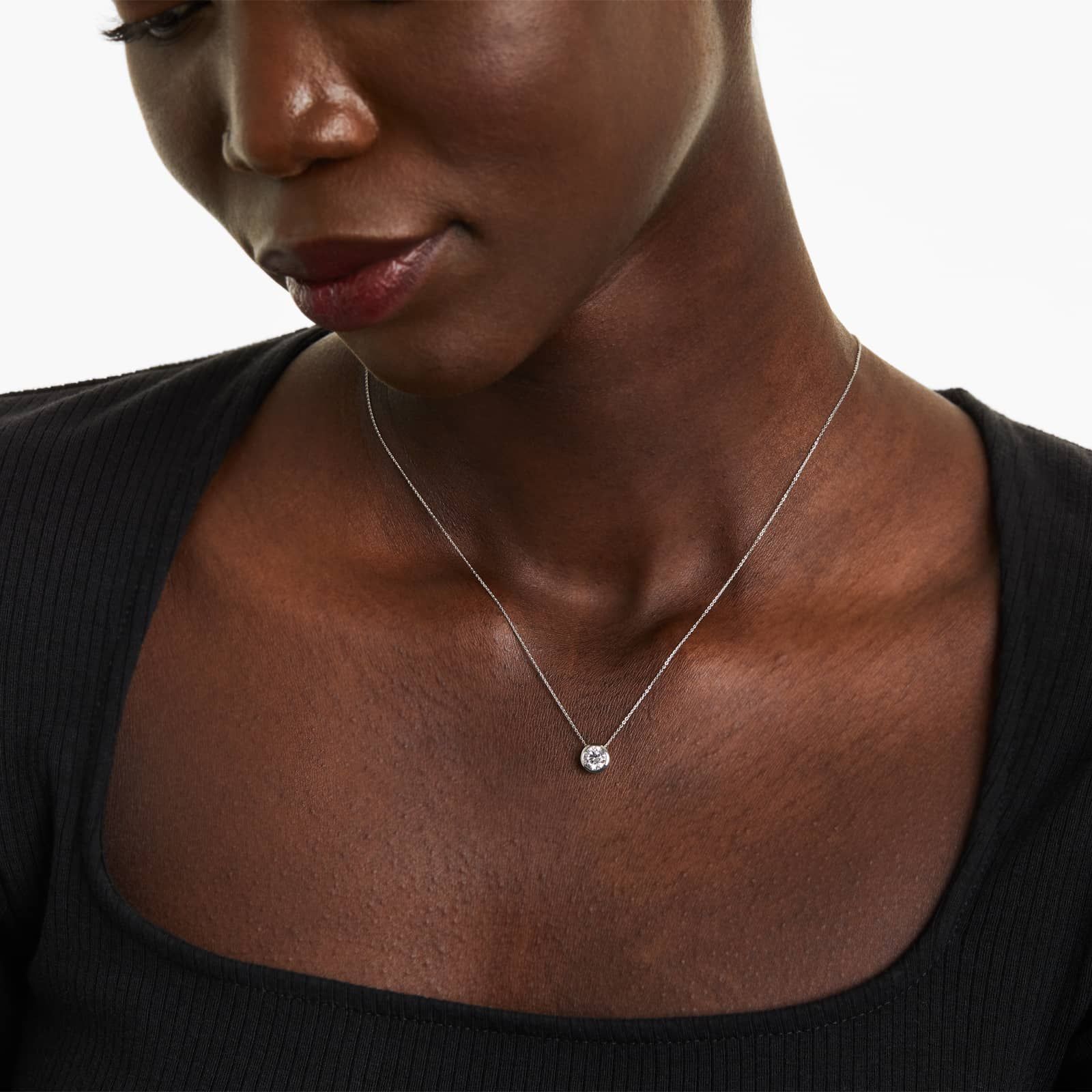 14K White Gold Bezel Lab-Grown Diamond Pendant (0.75 CTW - F-G / VS2-SI1)