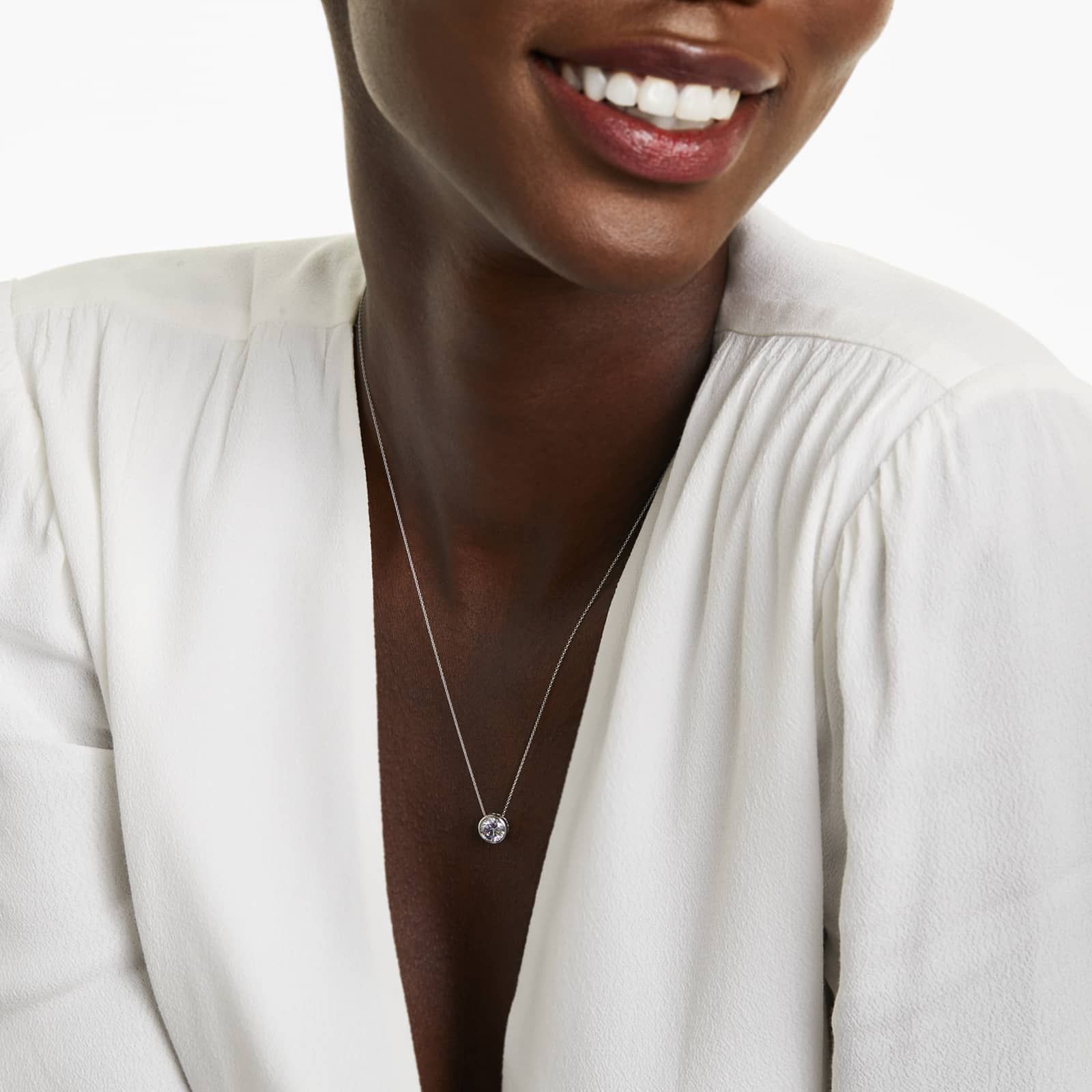 14K White Gold Bezel Lab-Grown Diamond Pendant (1.00 CTW - F-G / VS2-SI1)