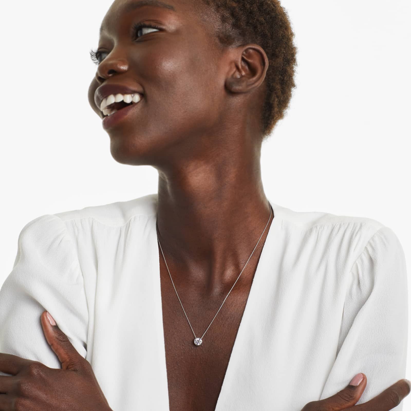 14K White Gold Bezel Lab-Grown Diamond Pendant (1.00 CTW - F-G / VS2-SI1)