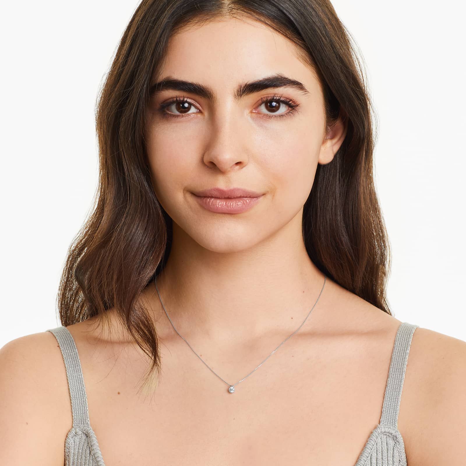 14K White Gold Milgrain Bezel Lab-Grown Diamond Pendant (0.25 CTW - F-G / VS2-SI1)