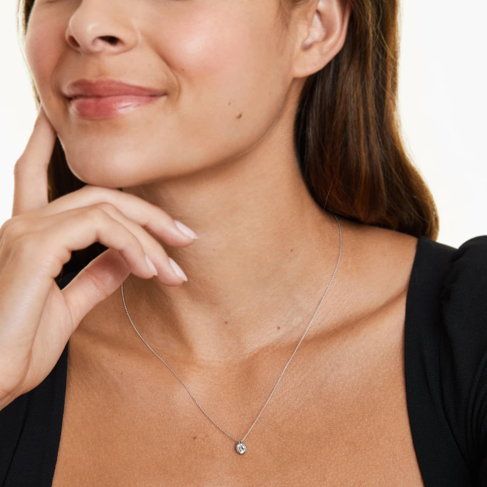 14K White Gold Milgrain Bezel Lab-Grown Diamond Pendant (0.50 CTW - F-G / VS2-SI1)