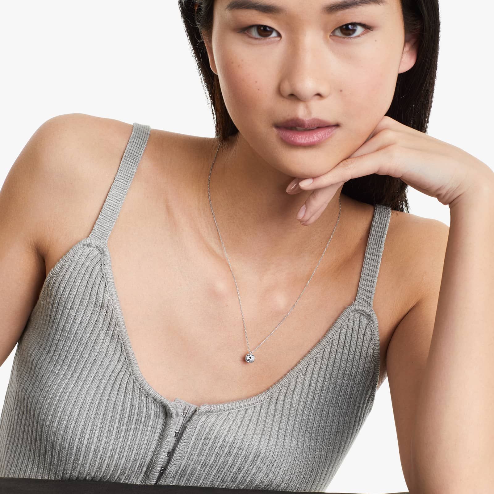 14K White Gold Milgrain Bezel Lab-Grown Diamond Pendant (1.00 CTW - F-G / VS2-SI1)