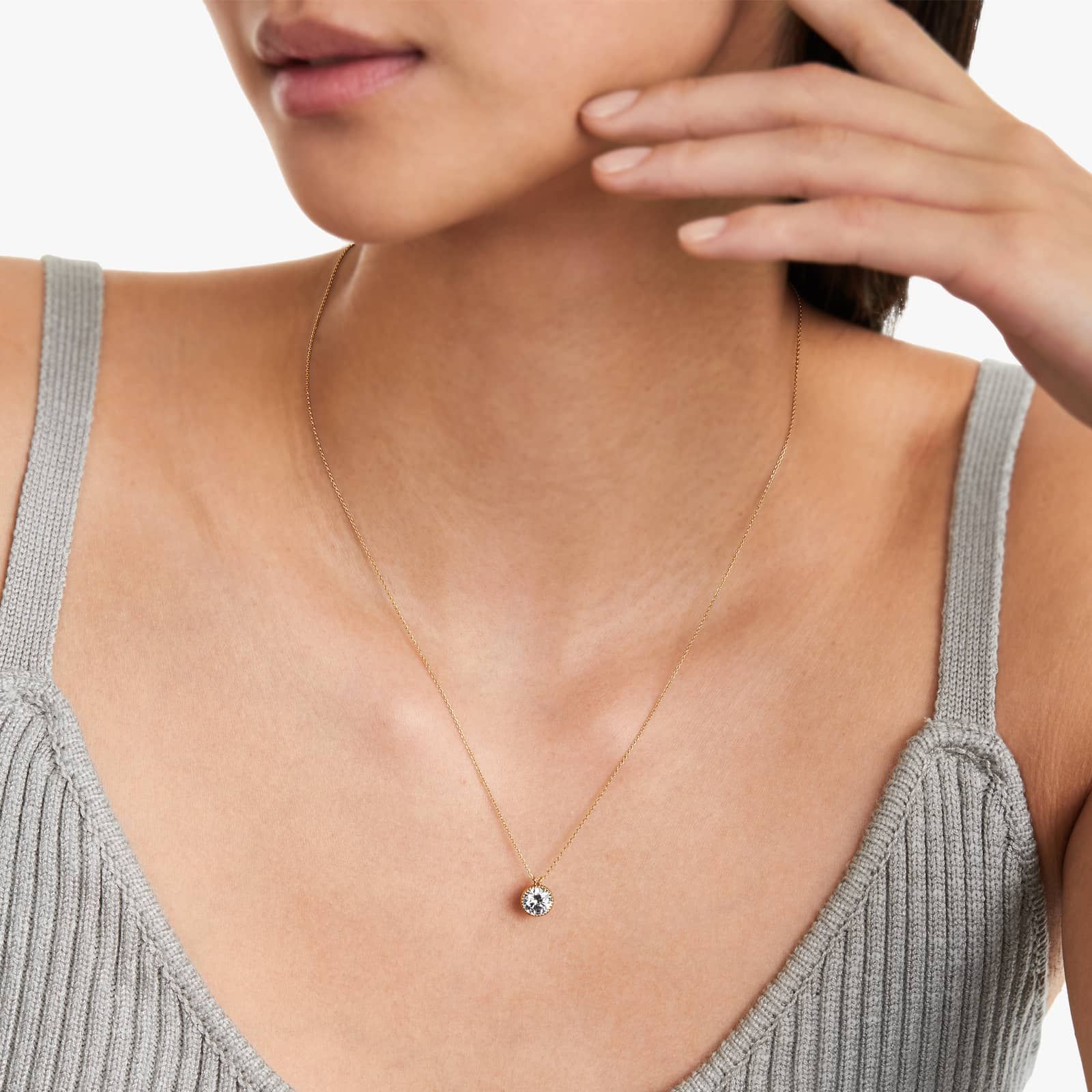 14K Yellow Gold Milgrain Bezel Lab-Grown Diamond Pendant (1.00 CTW - F-G / VS2-SI1)