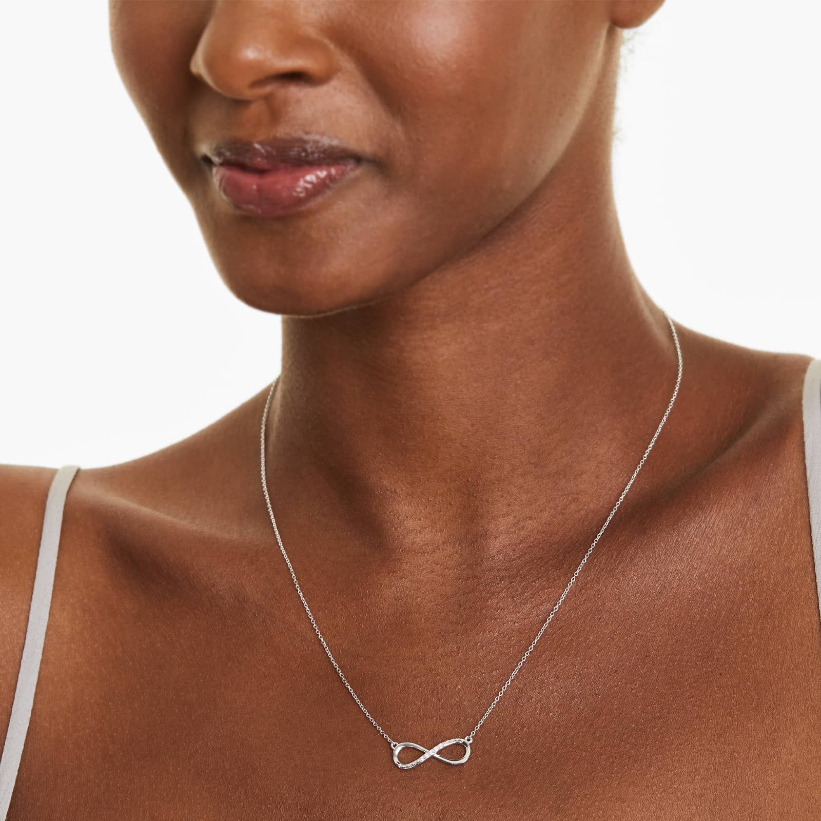 Infinity Diamond Necklace In 14K White Gold
