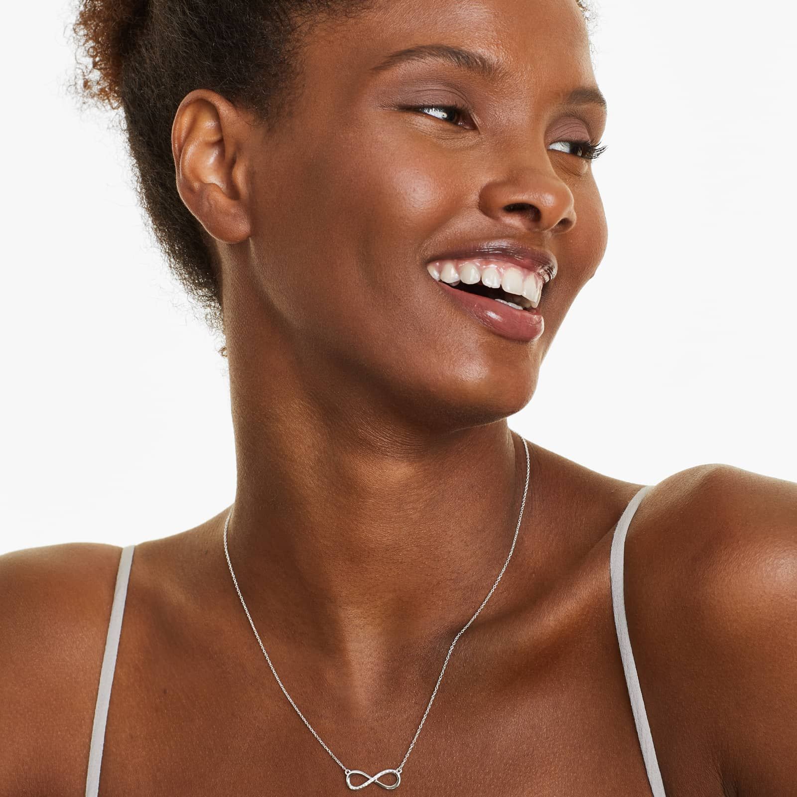 Infinity Diamond Necklace In 14K White Gold