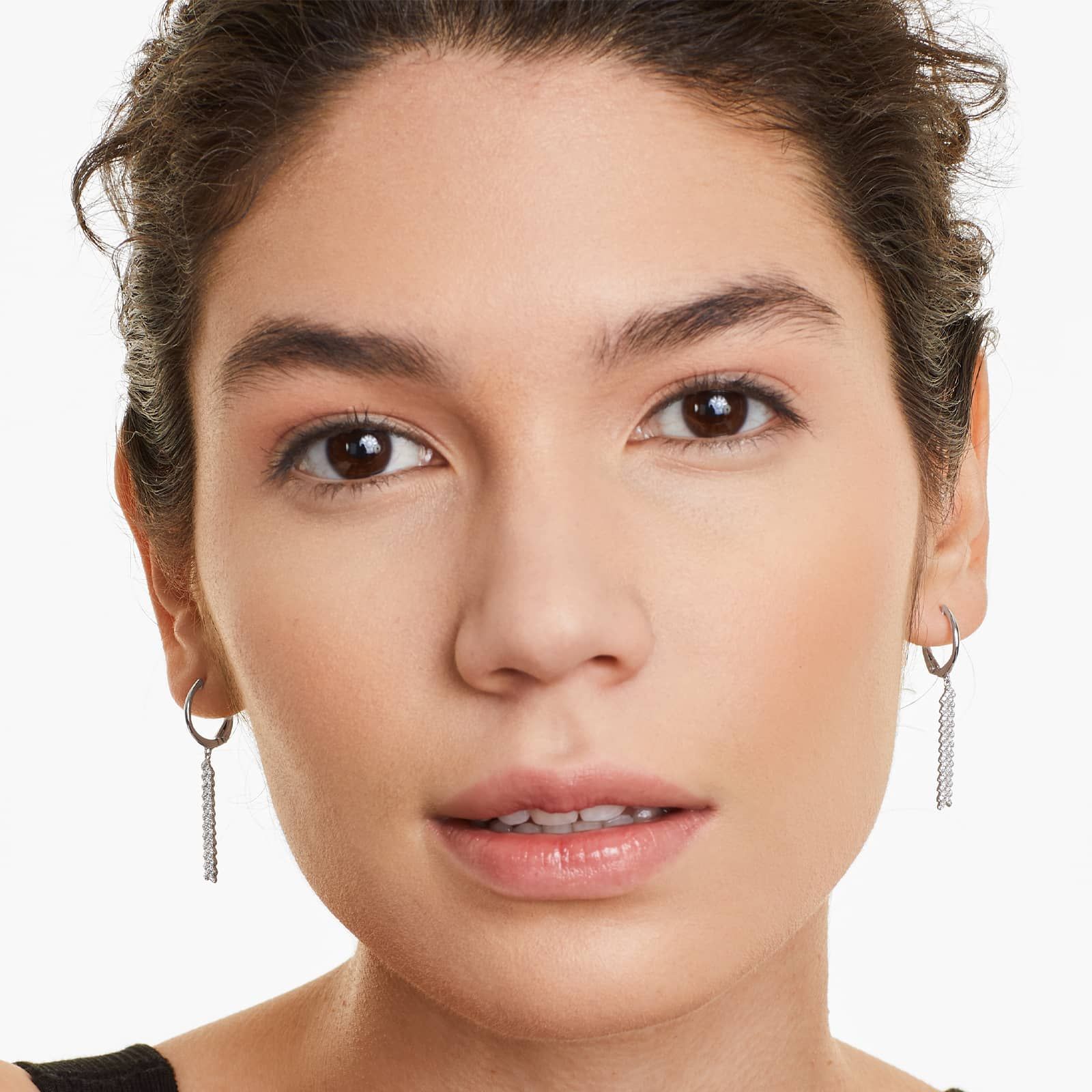 Chevron Diamond Drop Earrings In 14K White Gold