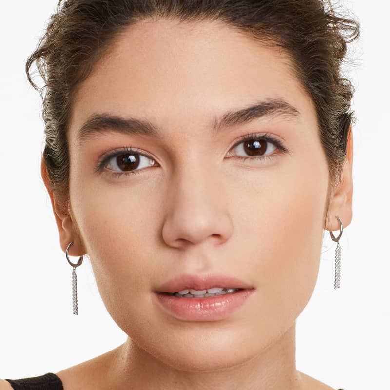 Chevron Diamond Drop Earrings In 14K White Gold