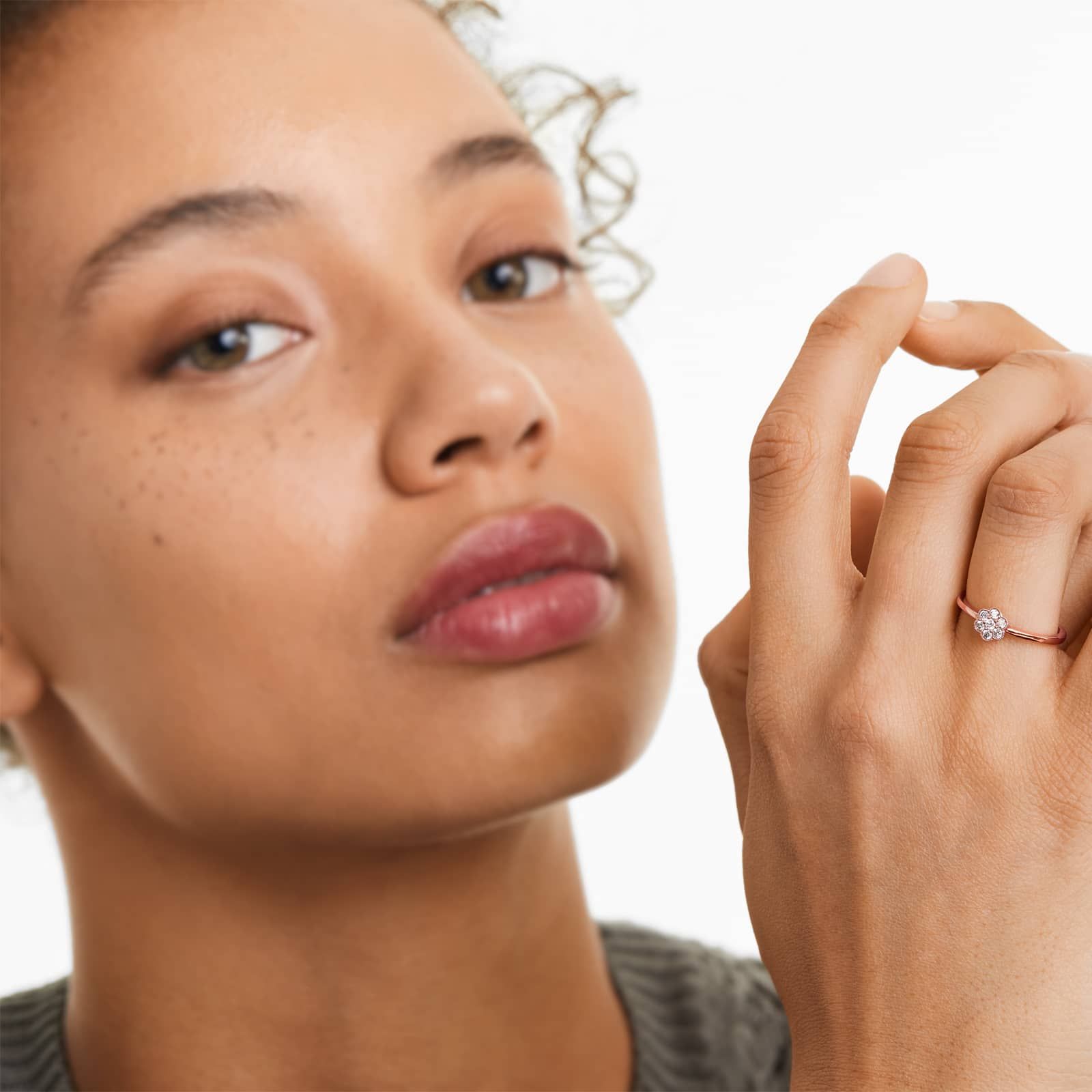 Golden Blossoms Milgrain Diamond Ring In 14K Rose Gold
