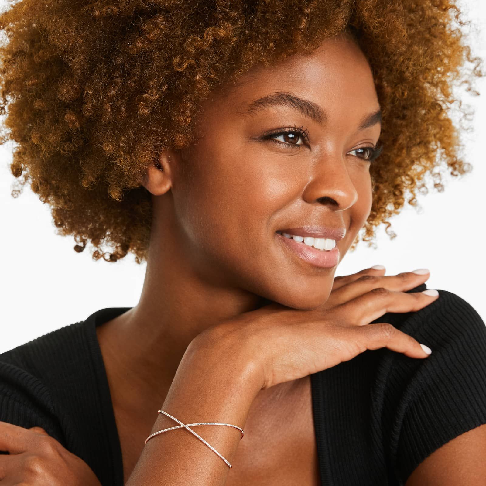 Criss Cross Cuff Diamond Bracelet In 14K Rose Gold