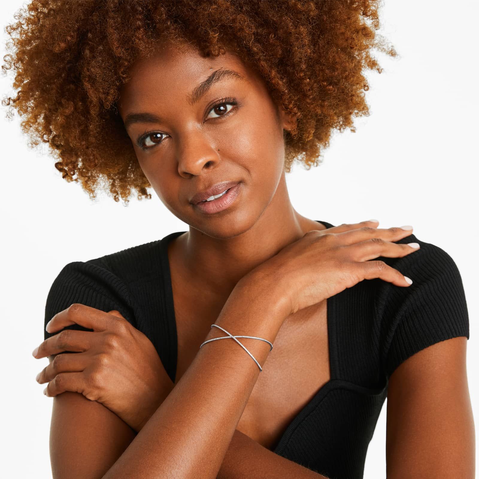 Criss Cross Cuff Diamond Bracelet In 14K White Gold