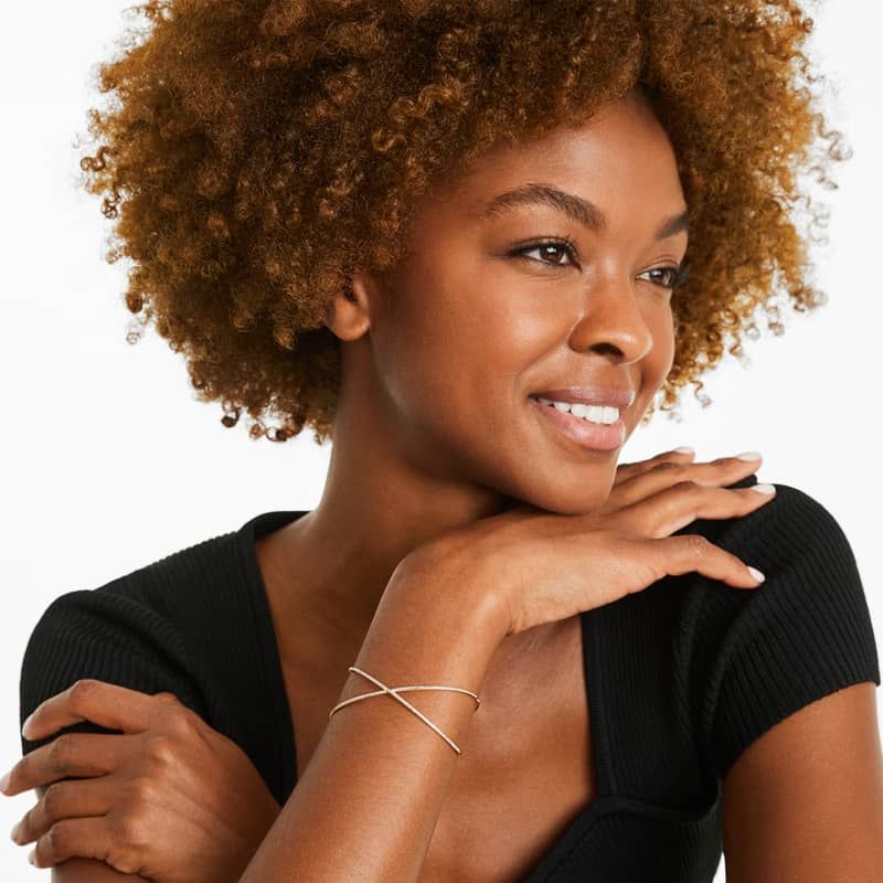 Criss Cross Cuff Diamond Bracelet In 14K Yellow Gold