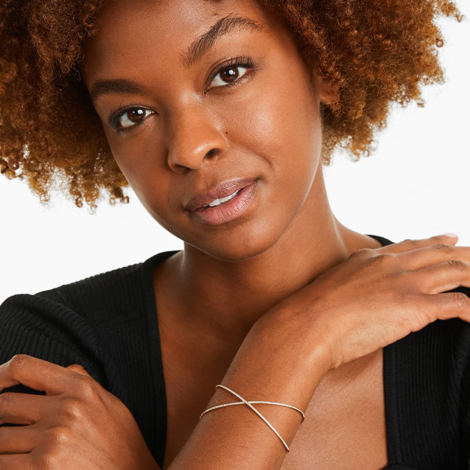 Criss Cross Cuff Diamond Bracelet In 14K Yellow Gold