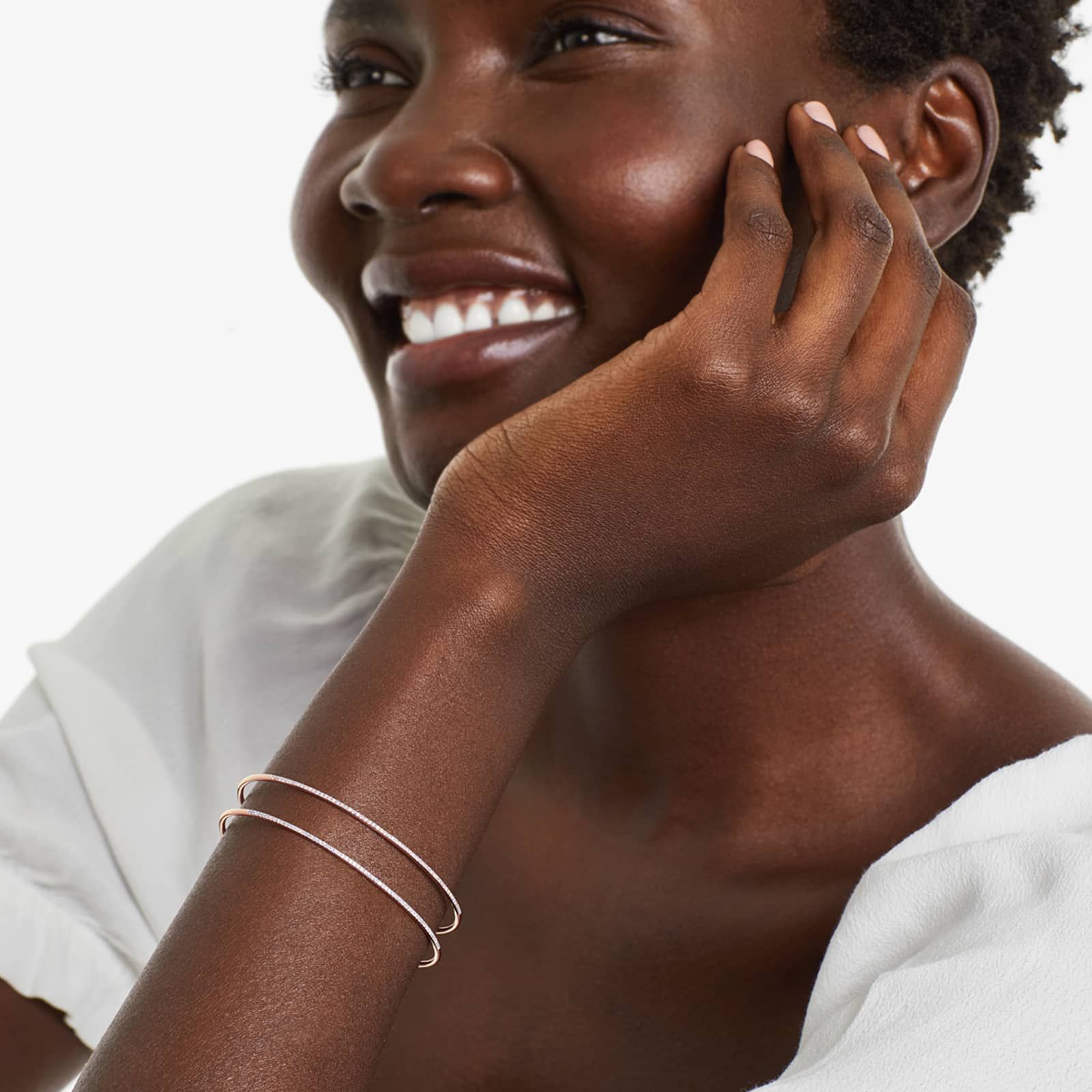 Two Row Cuff Diamond Bracelet In 14K Rose Gold