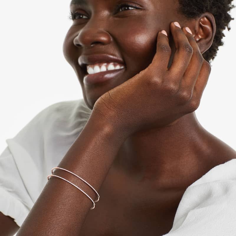 Two Row Cuff Diamond Bracelet In 14K Rose Gold