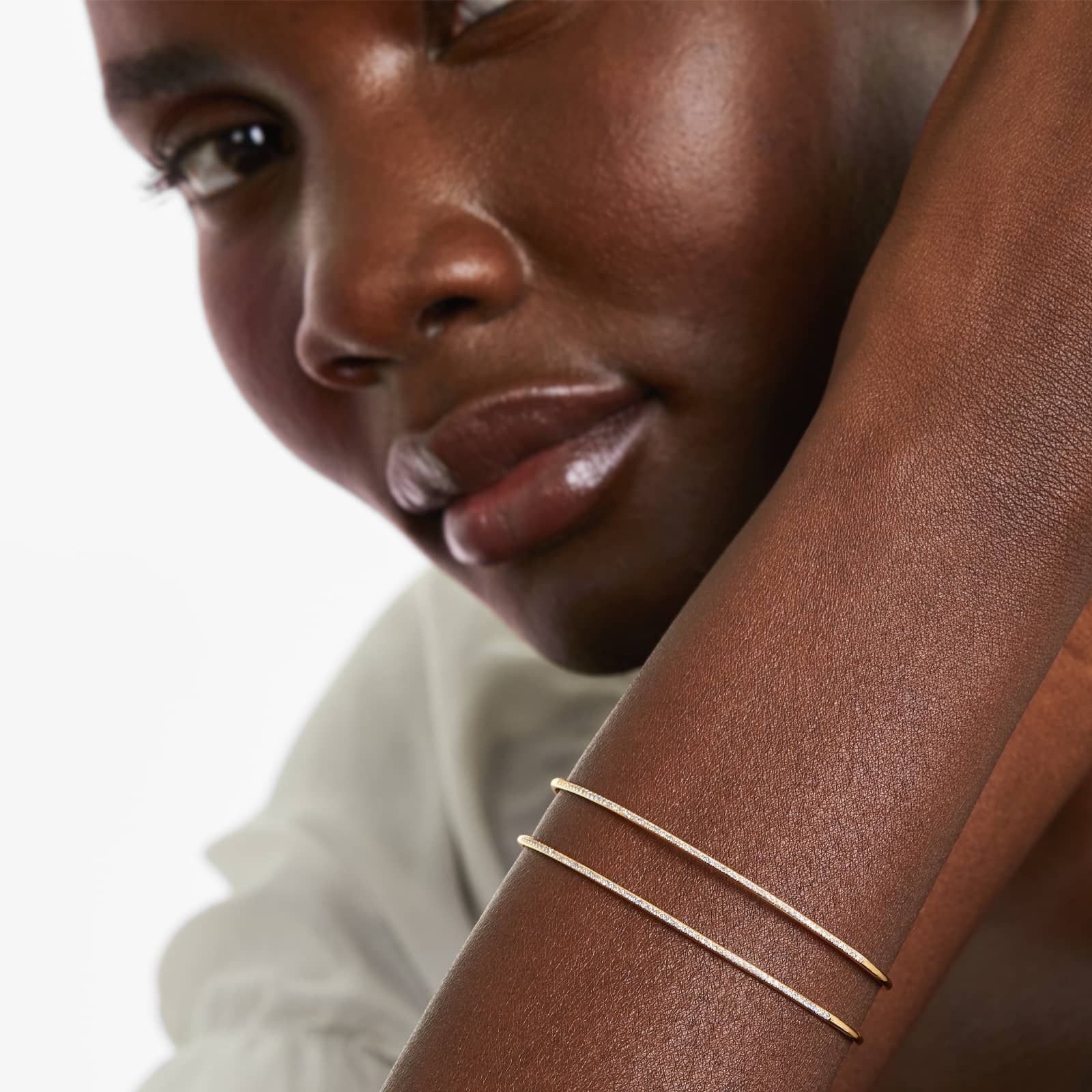 Two Row Cuff Diamond Bracelet In 14K Yellow Gold