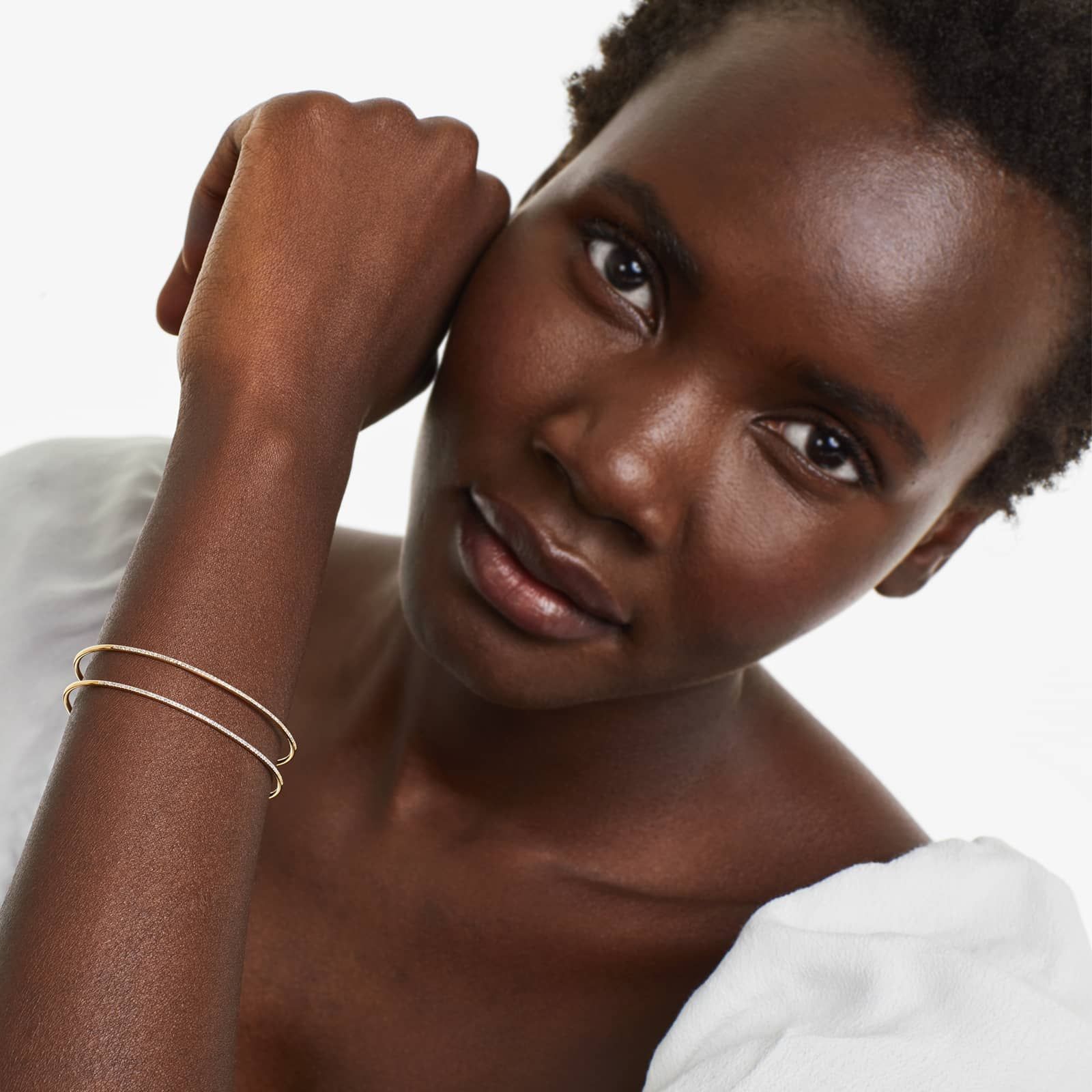 Two Row Cuff Diamond Bracelet In 14K Yellow Gold