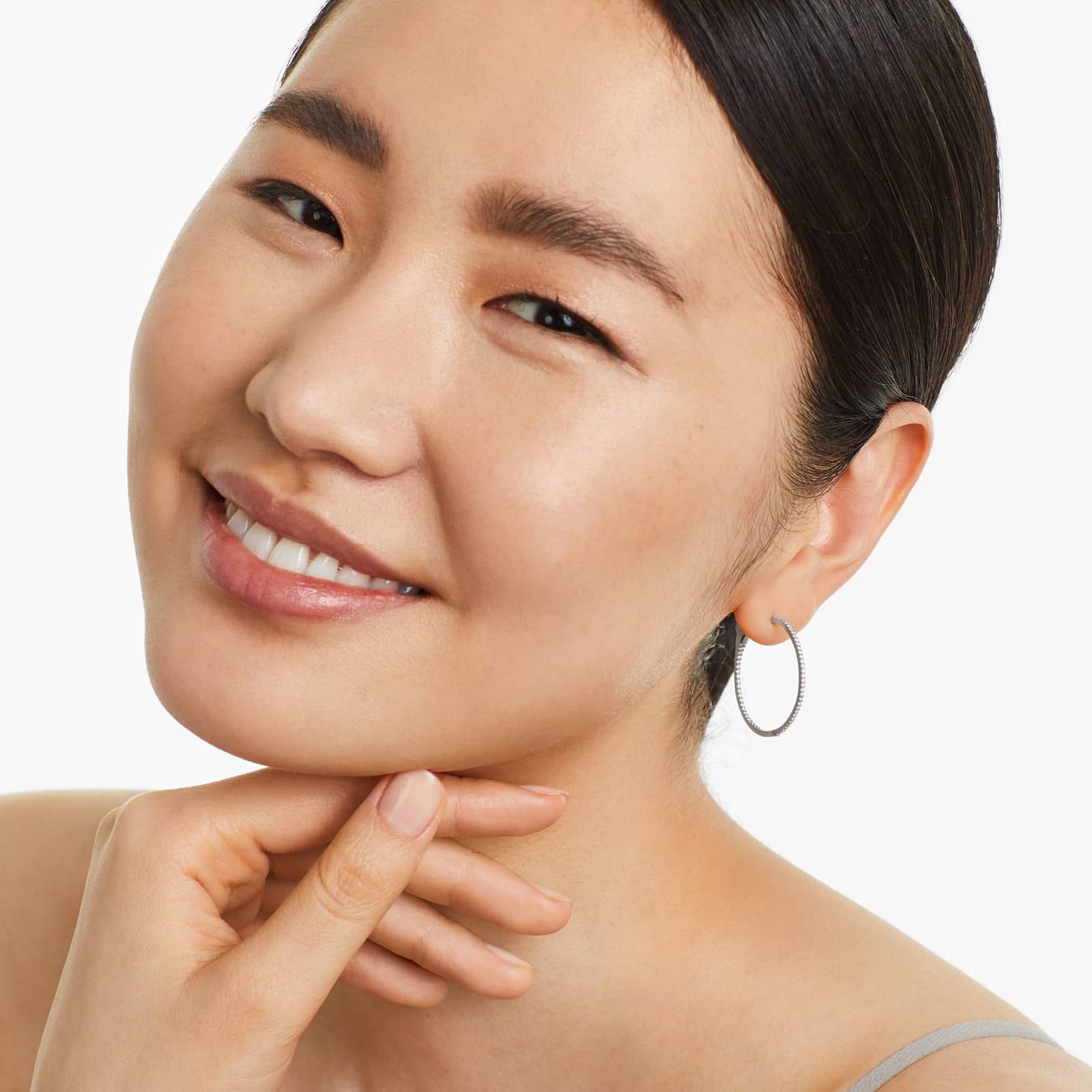 Inside Out 0.5 CTW Round Diamond Hoop Earrings In 14K White Gold