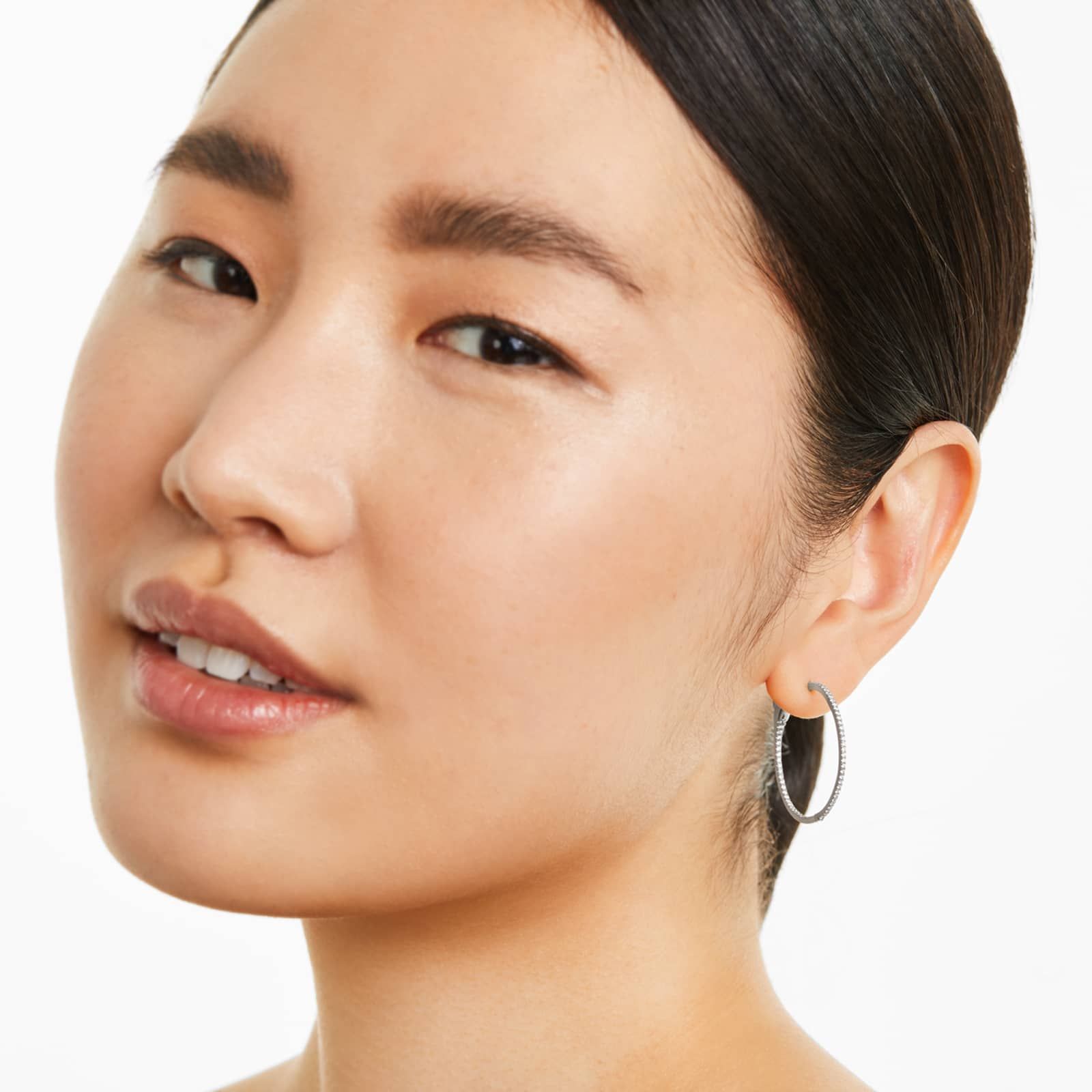 Inside Out 0.5 CTW Round Diamond Hoop Earrings In 14K White Gold