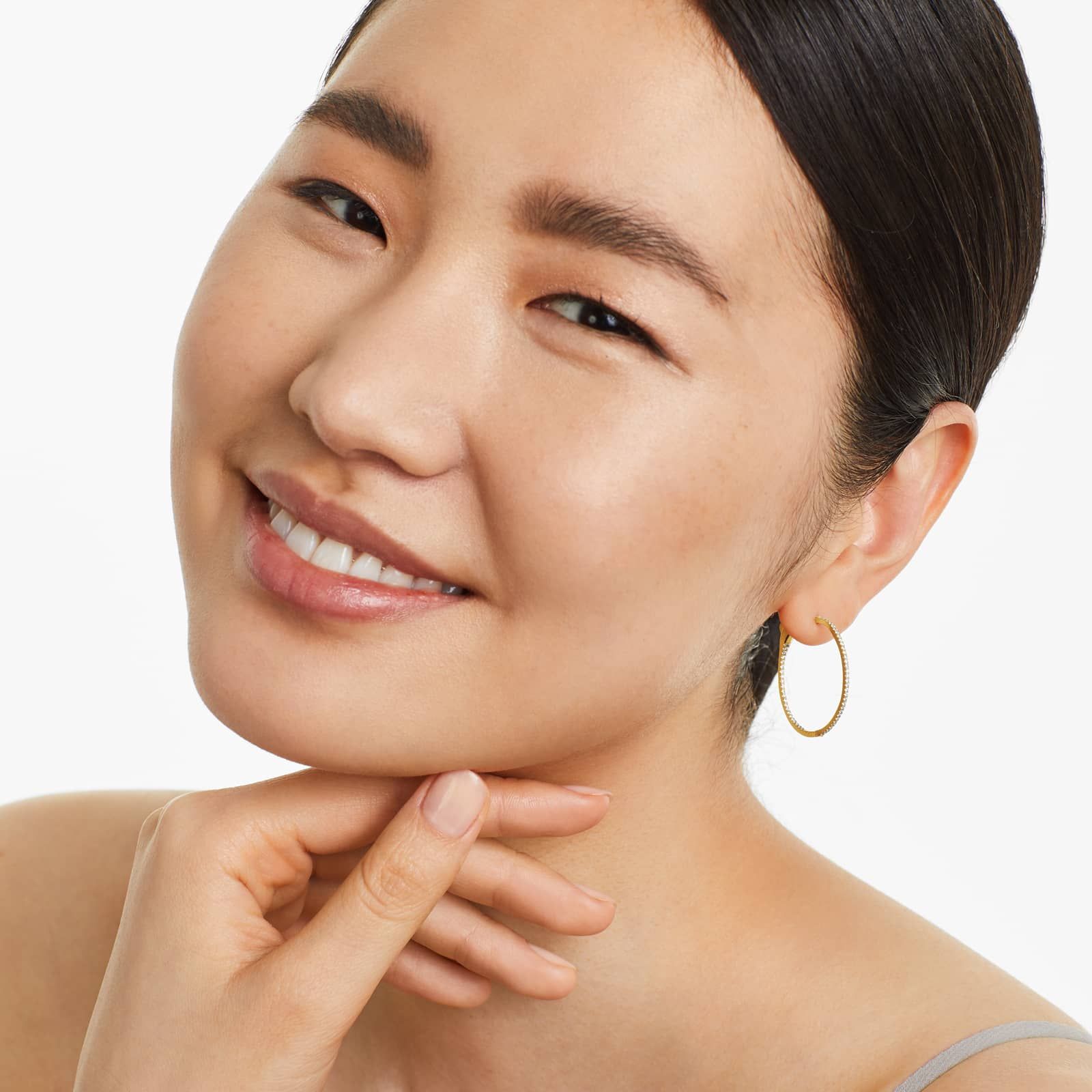 Inside Out 0.5 CTW Round Diamond Hoop Earrings In 14K Yellow Gold