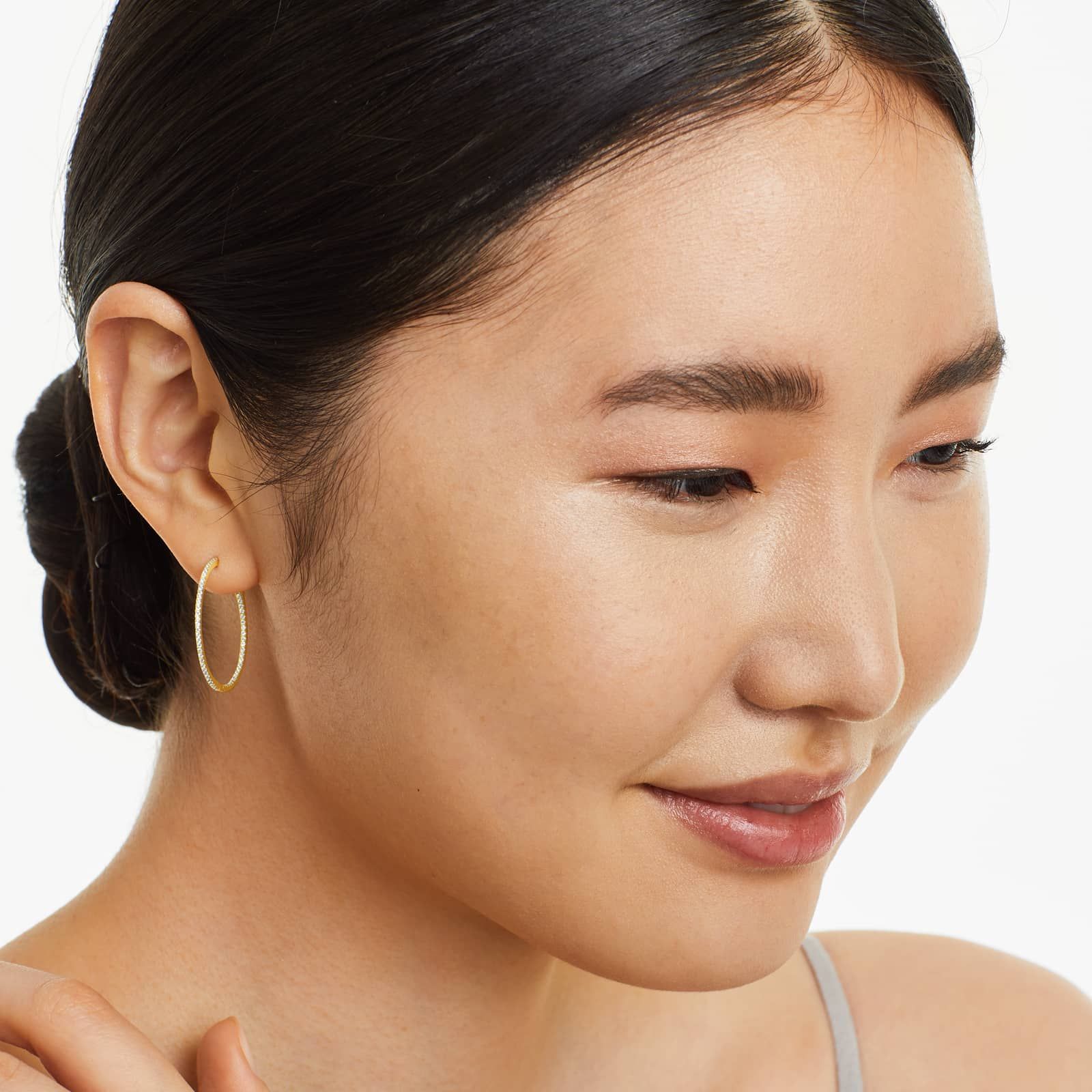 Inside Out 0.5 CTW Round Diamond Hoop Earrings In 14K Yellow Gold