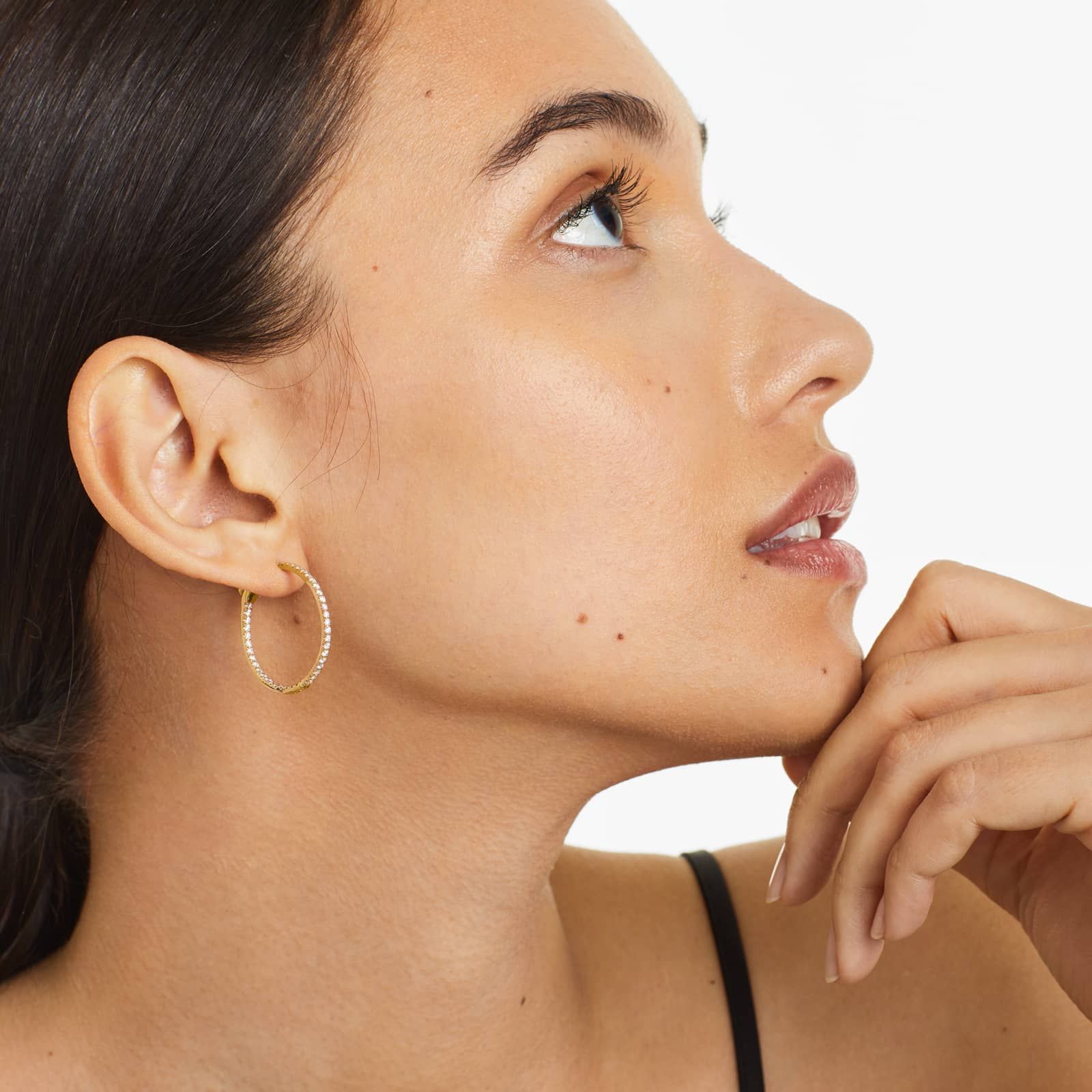 Inside Out 1 CTW Round Diamond Hoop Earrings In 14K Yellow Gold