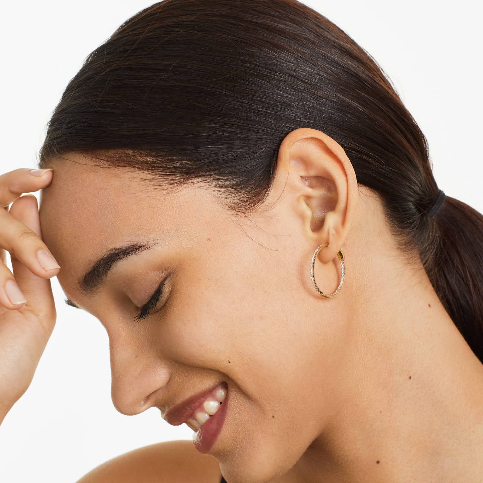 Inside Out 1 CTW Round Diamond Hoop Earrings In 14K Yellow Gold