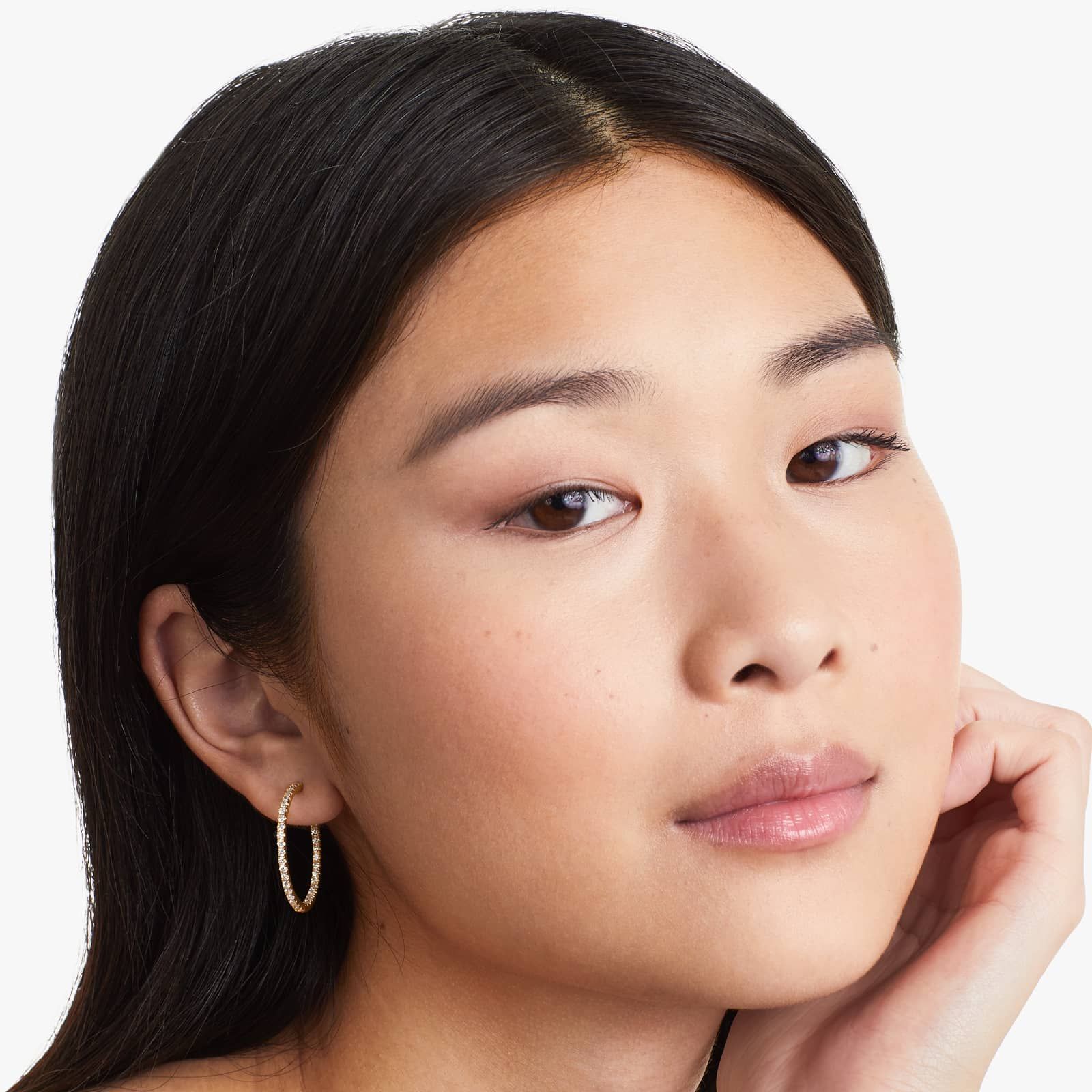 Inside Out 1.5 CTW Round Diamond Hoop Earrings In 14K Yellow Gold