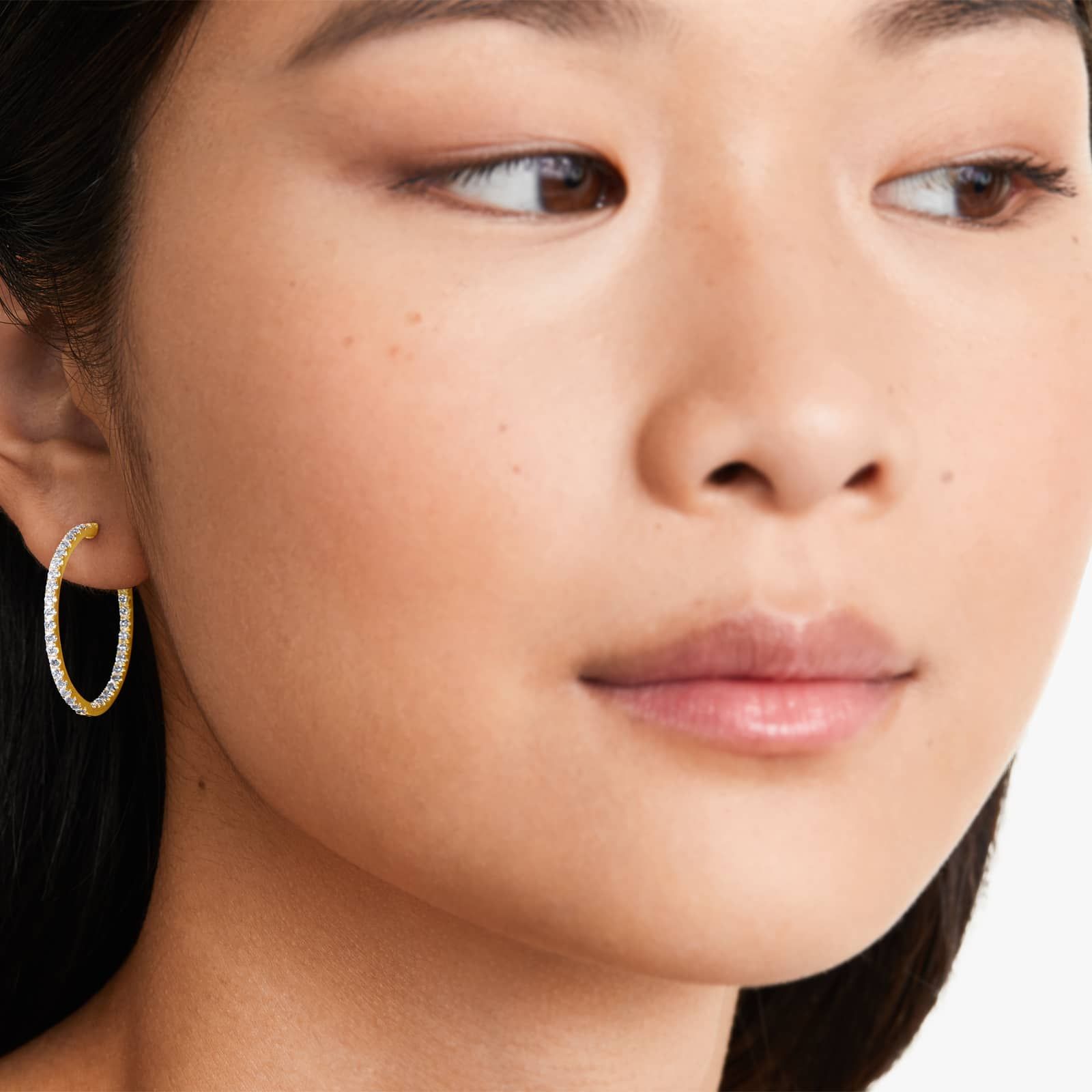 Inside Out 1.5 CTW Round Diamond Hoop Earrings In 14K Yellow Gold